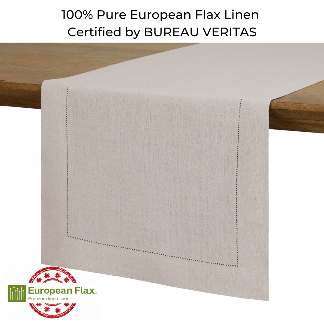 Natural Linen Table Runner, Hemstitch