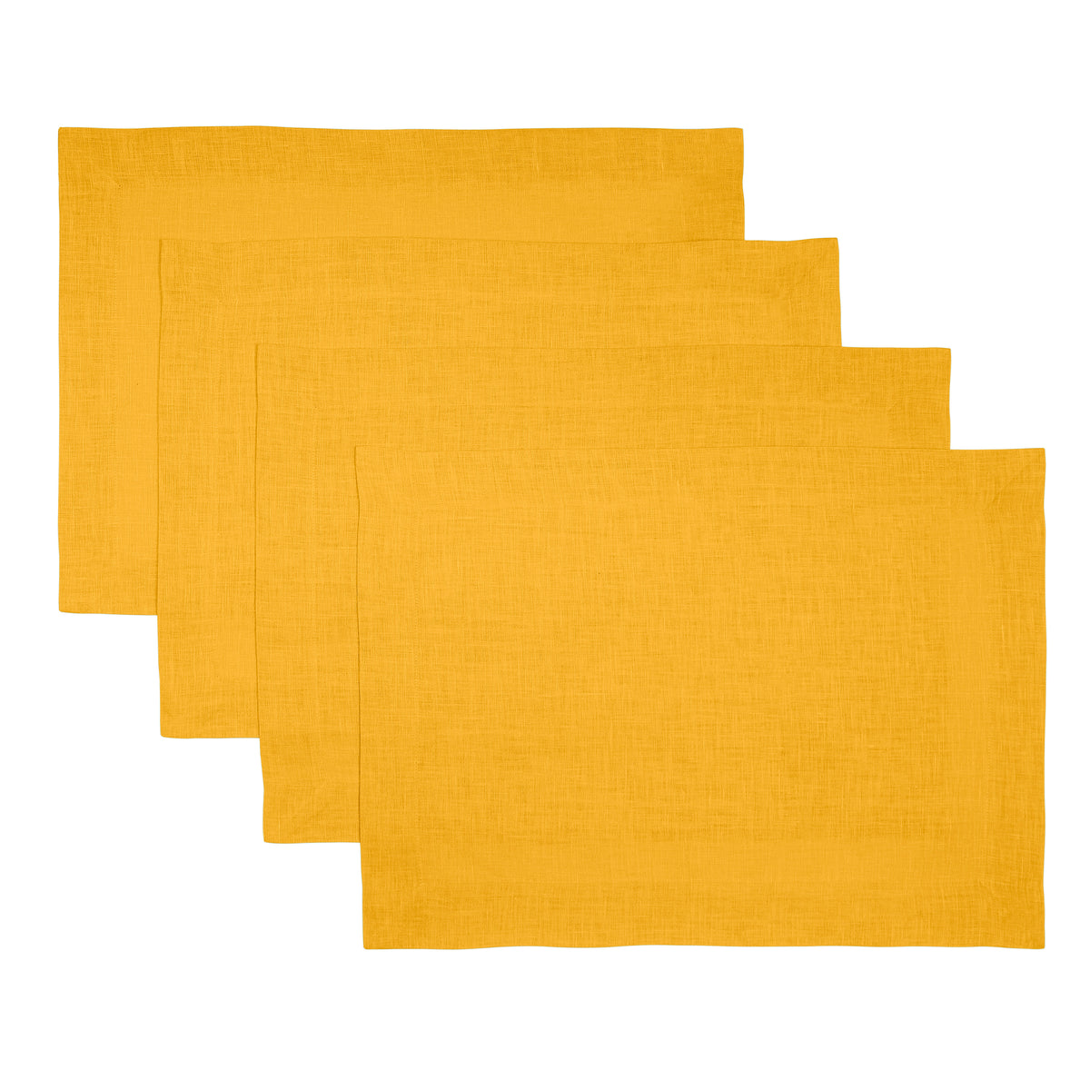 Sunflower Yellow Linen Placemats 14 x 19 Inch Set of 4 - Hemmed
