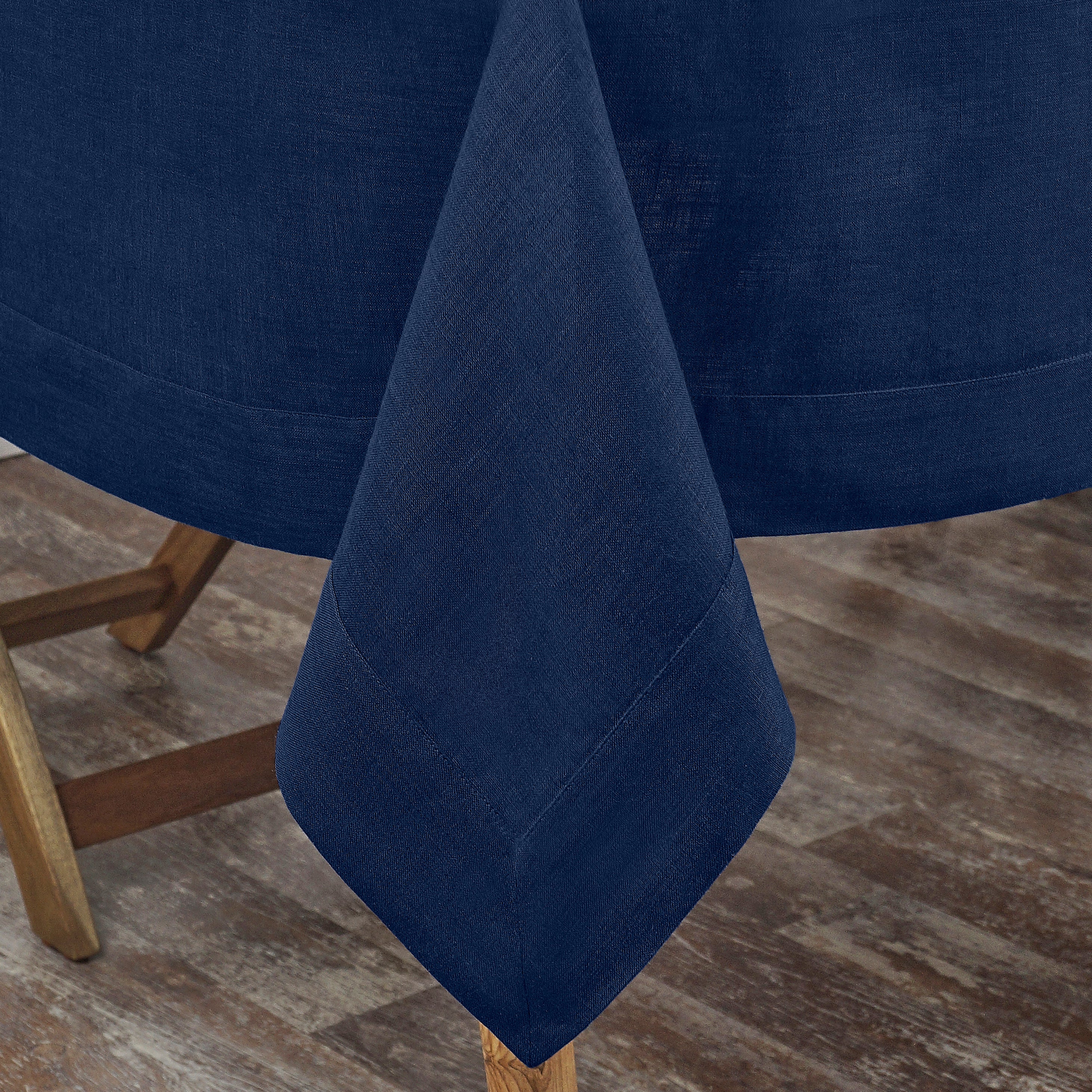 Navy Blue Linen Tablecloth, Hemstitch