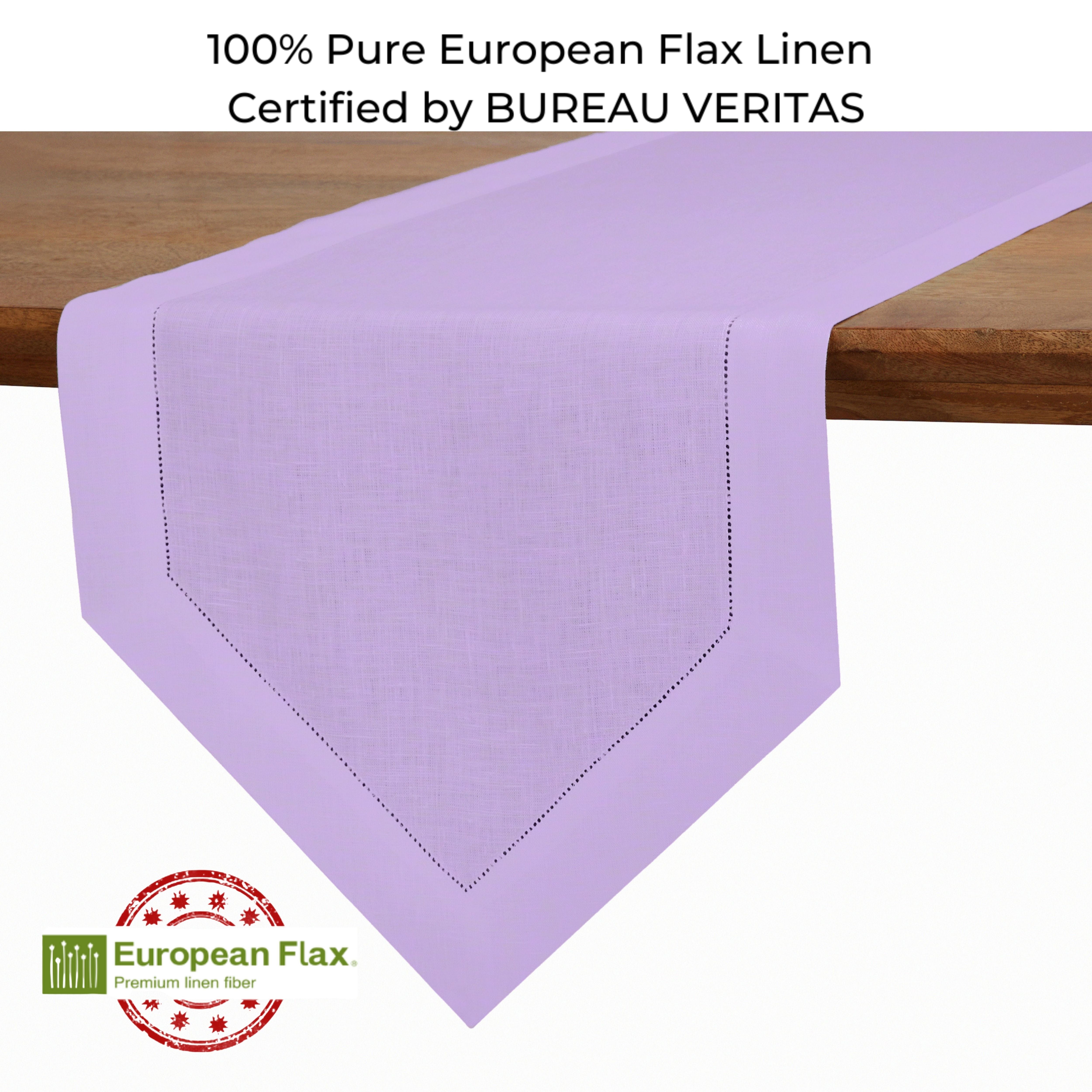 Lavender Linen Table Runner, Diamond