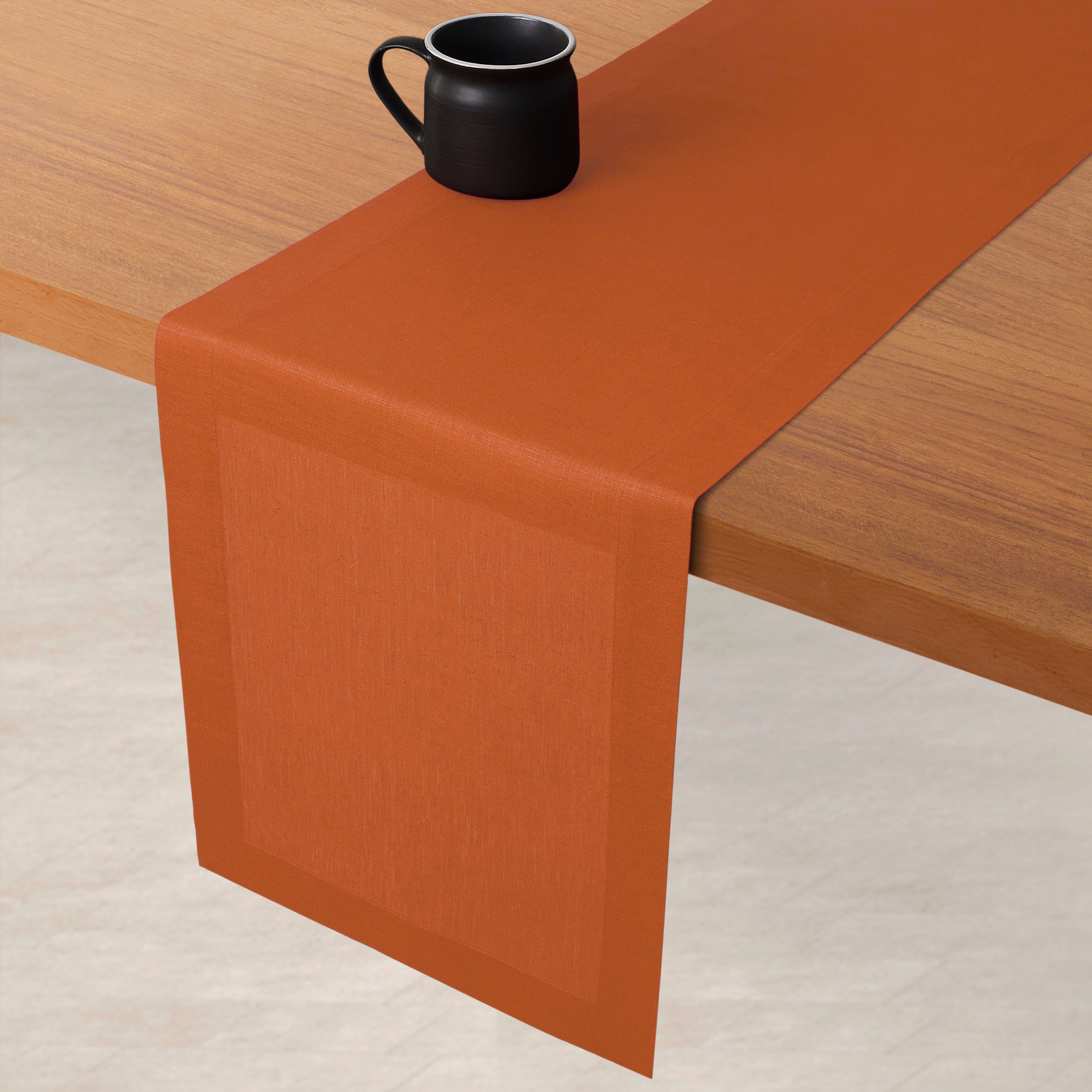 Rust Linen Table Runner, Hemmed