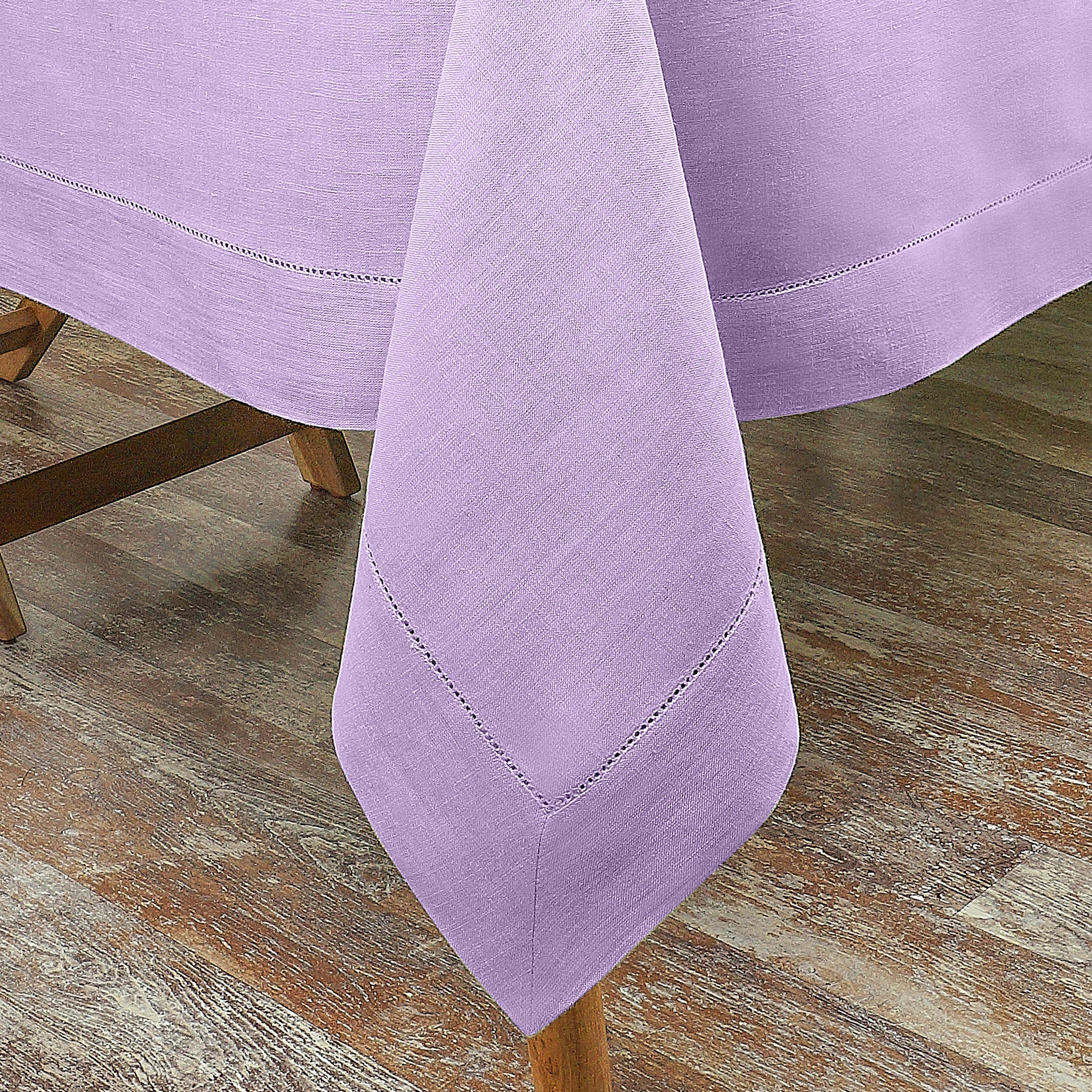 Lavender Linen Tablecloth, Hemstitch