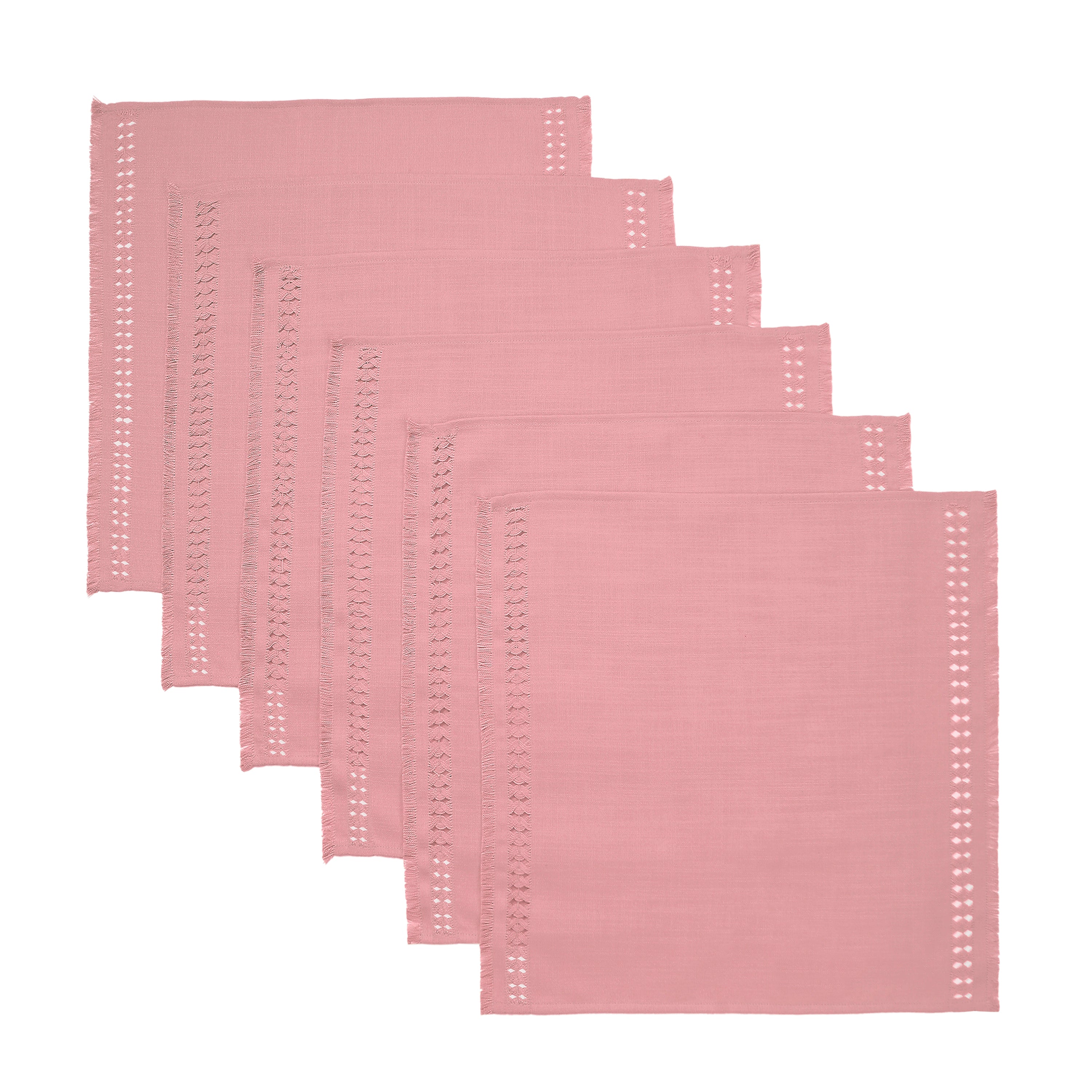 Dusty Pink Faux Linen Napkins, Hand Hemstitch, 20 x 20 inch, 6 pcs