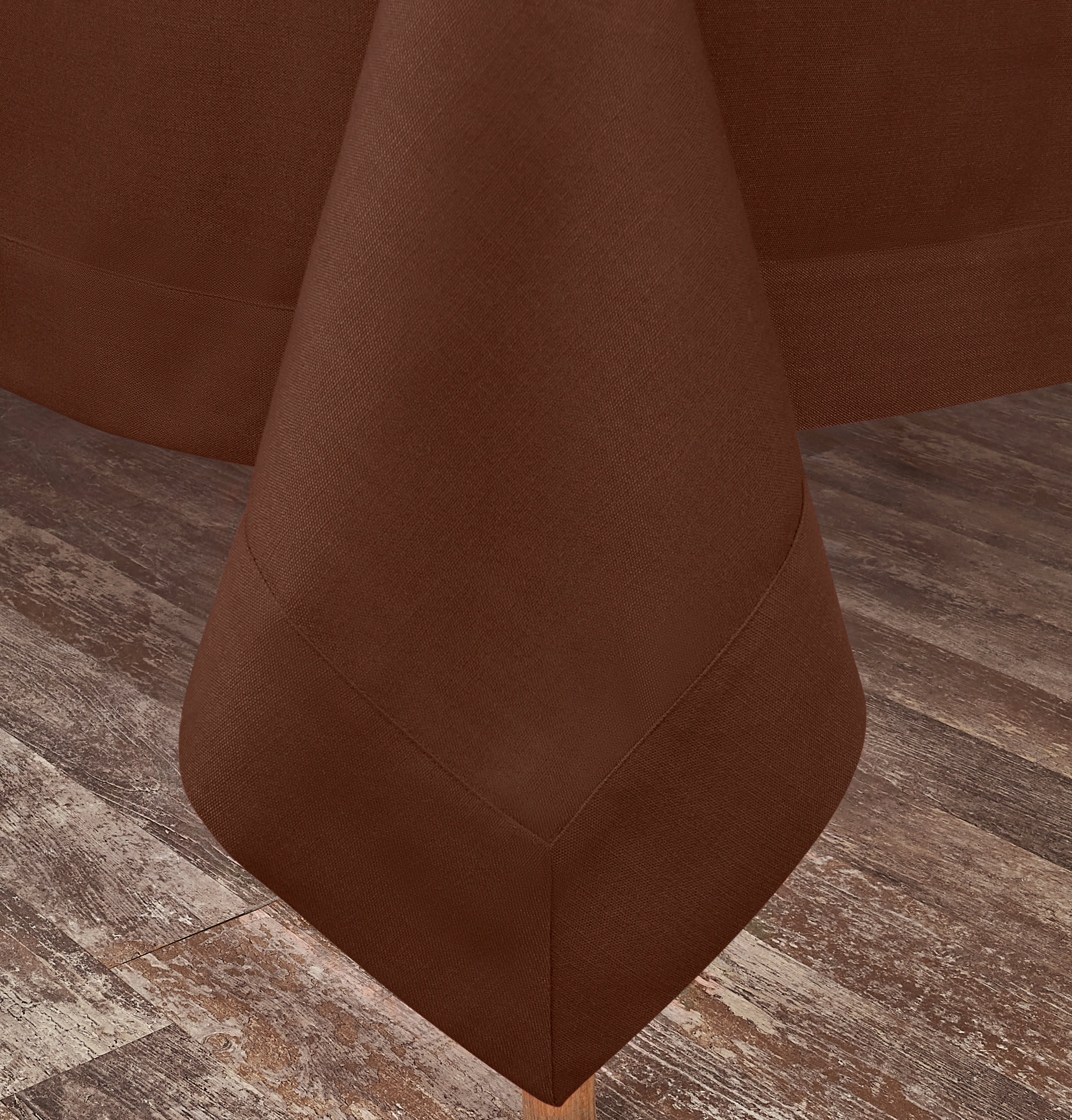 Brown Tablecloth, Faux Linen, Mitered Corner