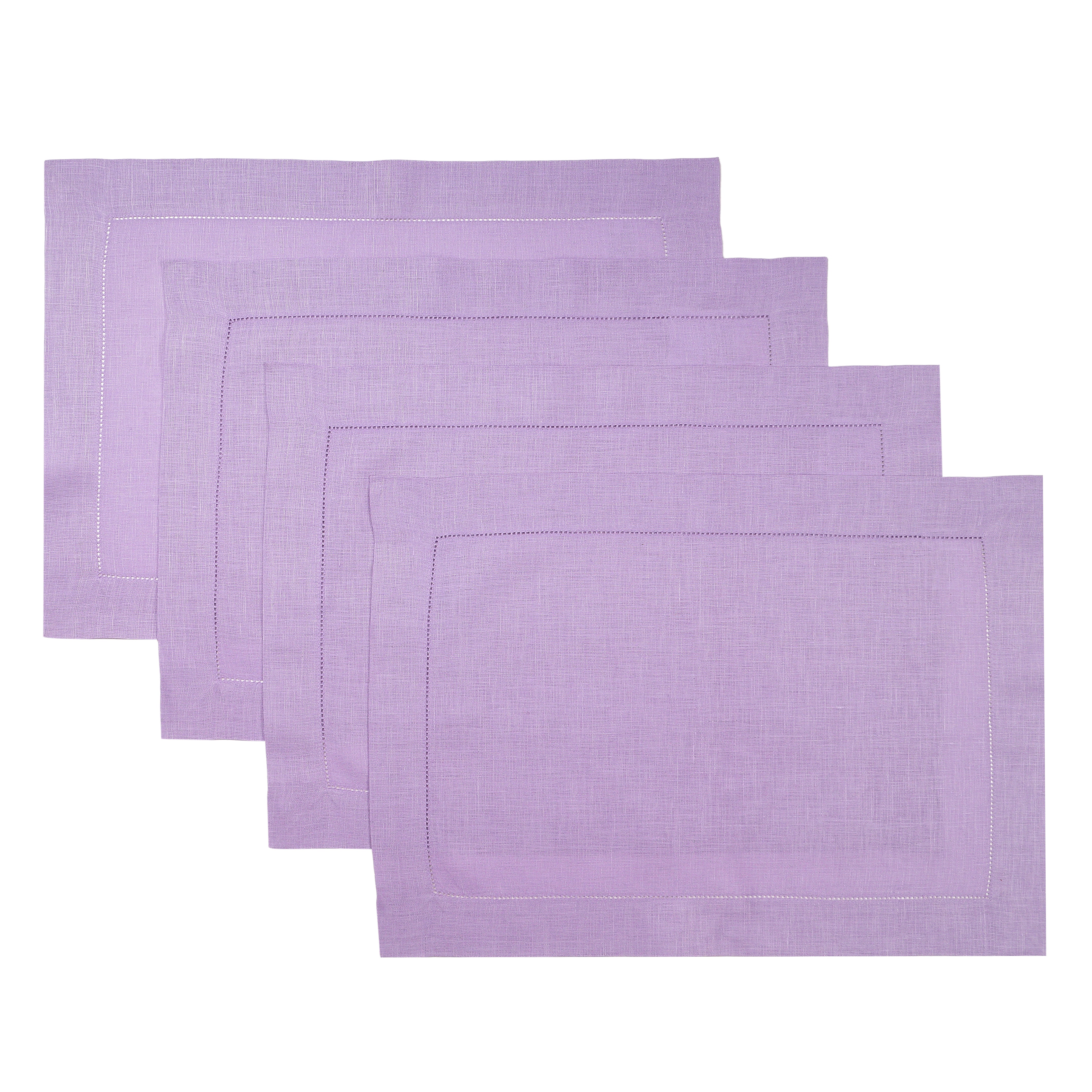 Lavender Linen Placemats, Hemstitch, 14 x 19 inch, 4 pcs