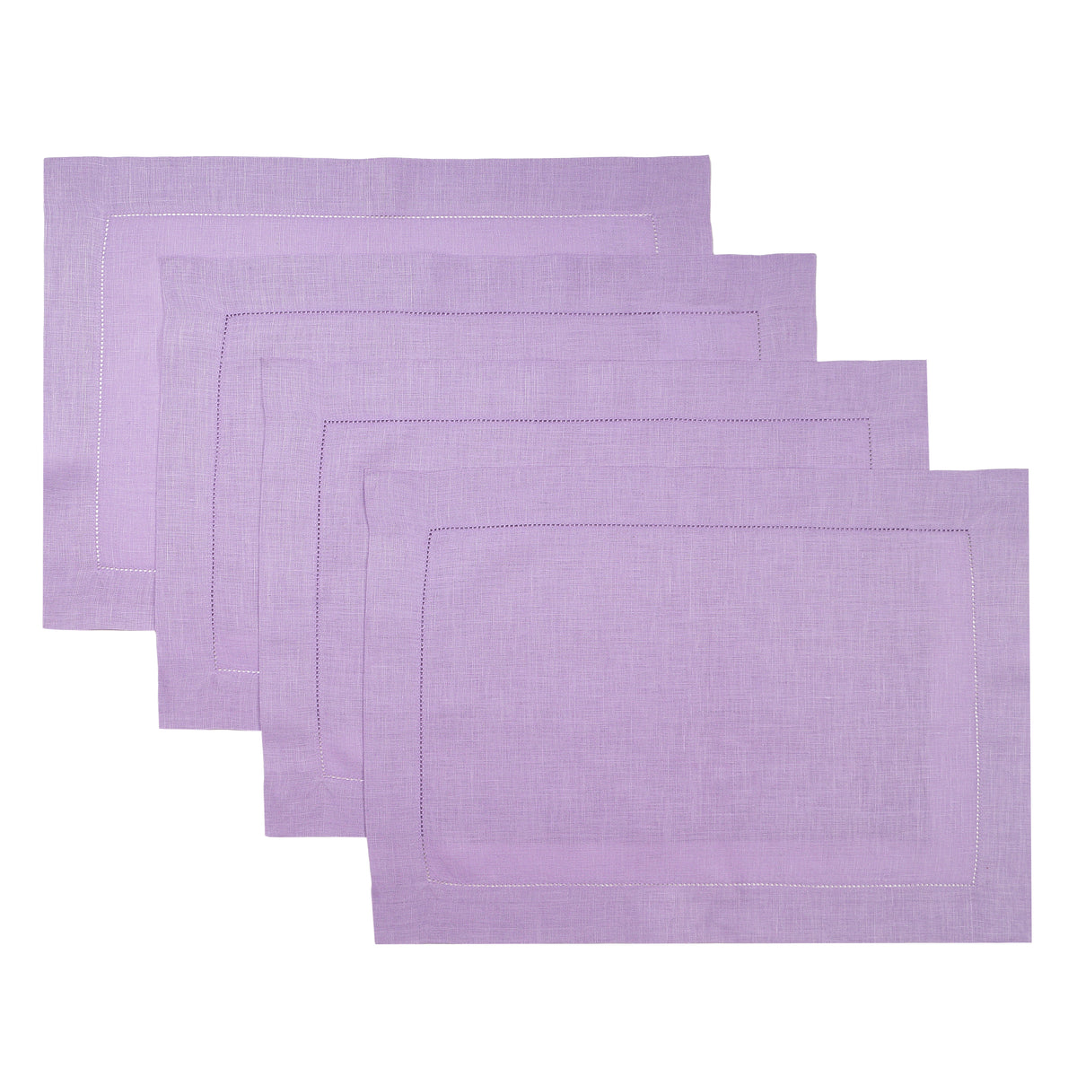 Lavender Linen Placemats 14 x 19 Inch Set of 4 - Hemstitch