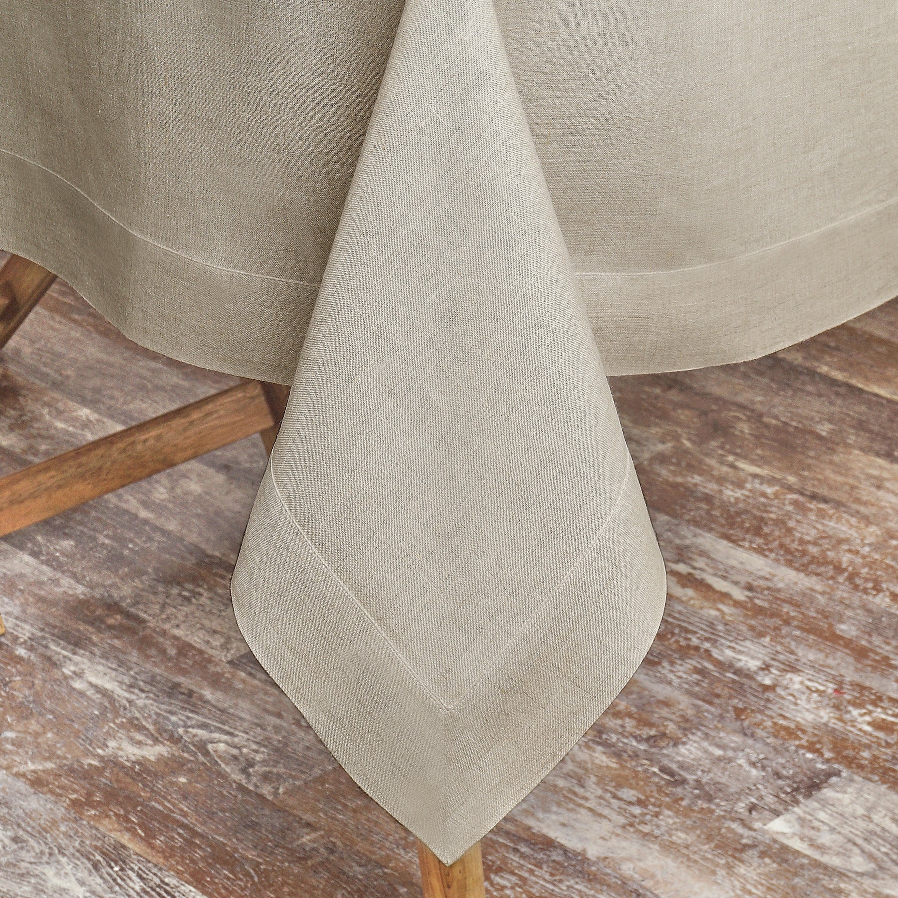 Natural Linen Tablecloth, Hemmed