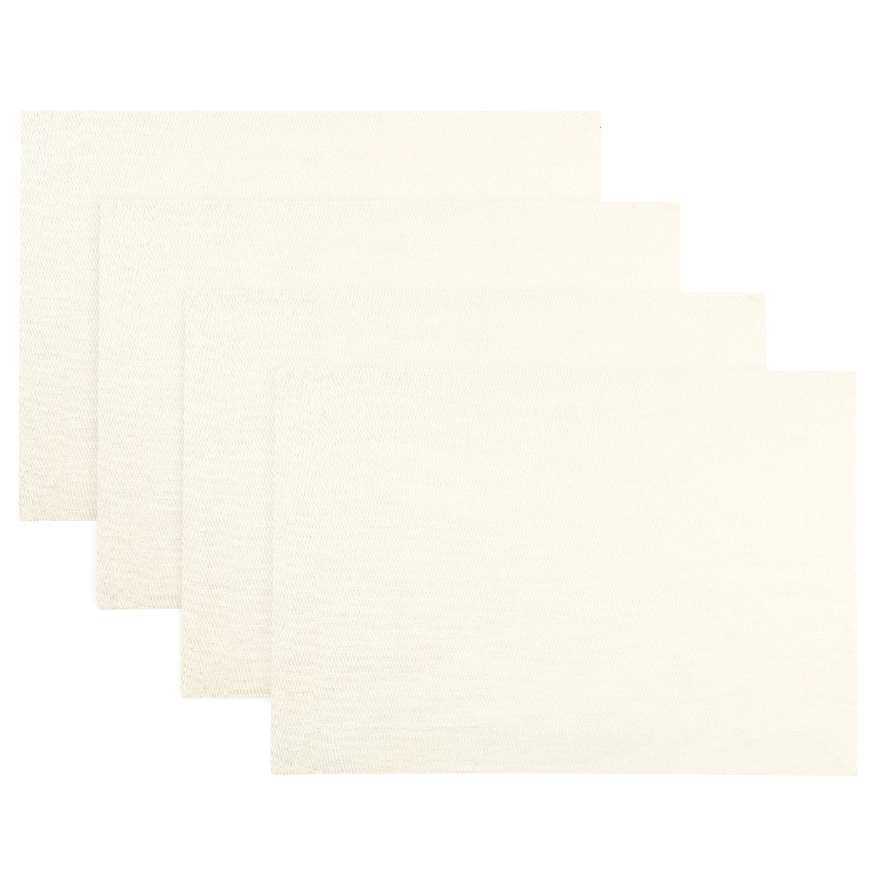 Ivory Linen Placemats, Hemmed, 14 x 19 inch, 4 pcs