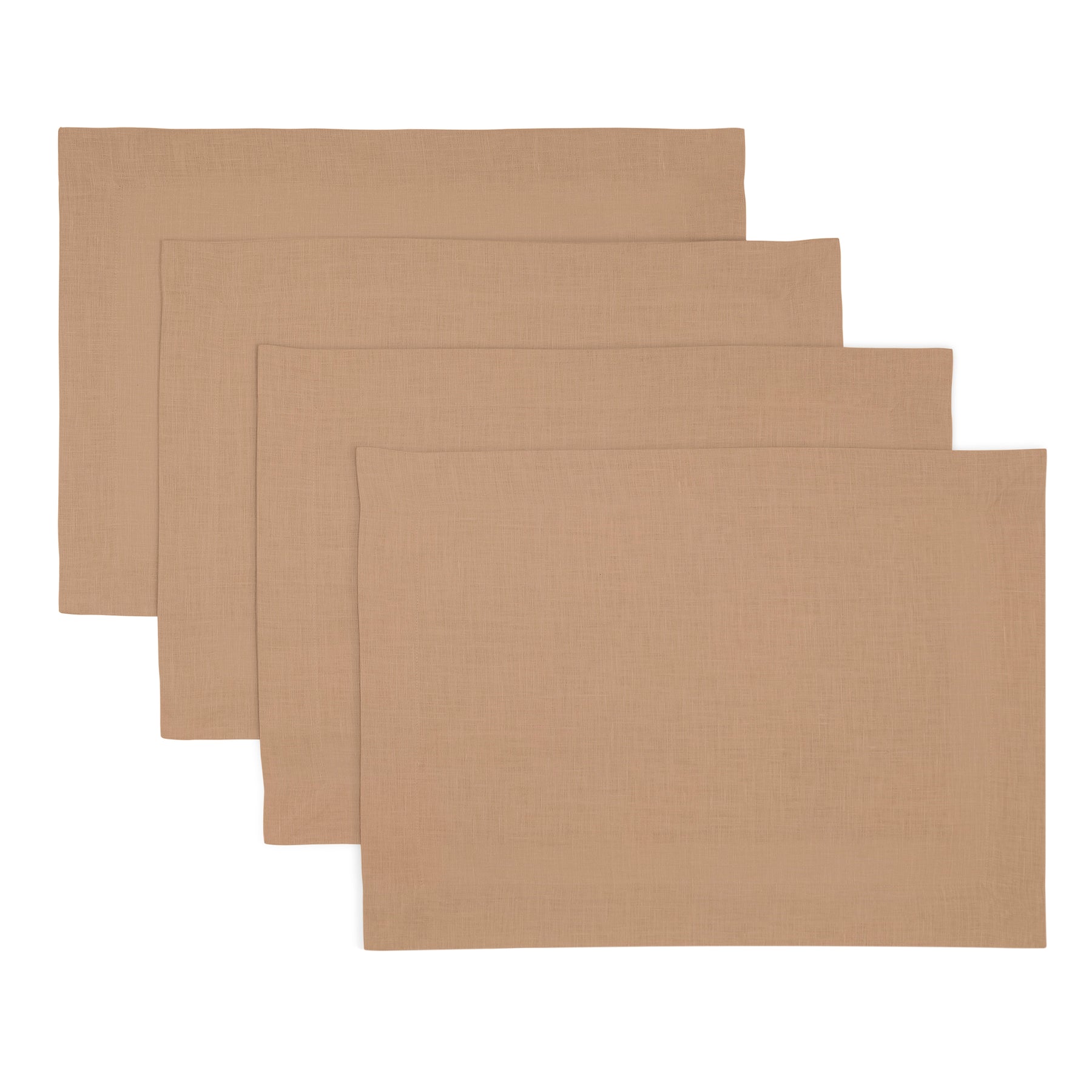 Champagne Beige Linen Placemats, Hemmed, 14 x 19 inch, 4 pcs