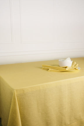 Lemon Yellow Linen Tablecloth - Hemstitch