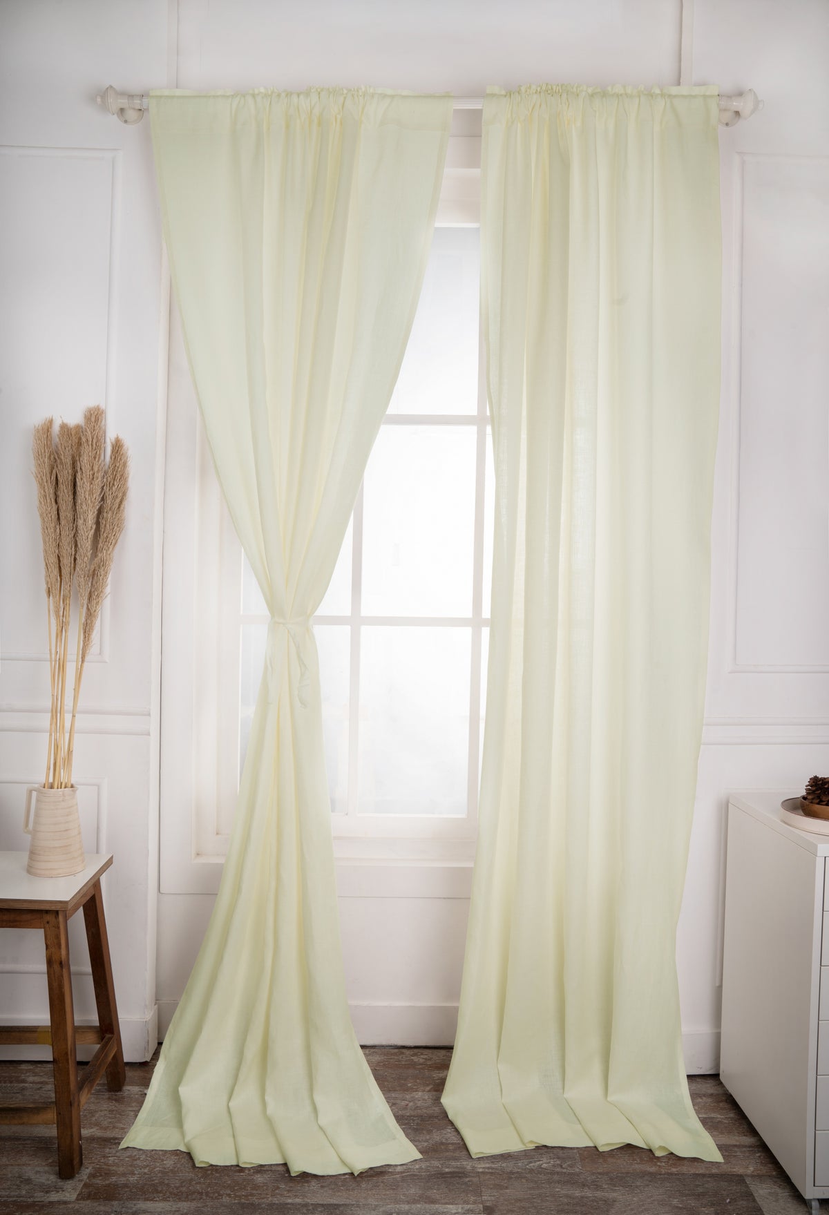 Vanilla Cream Linen Curtain | Set of 2