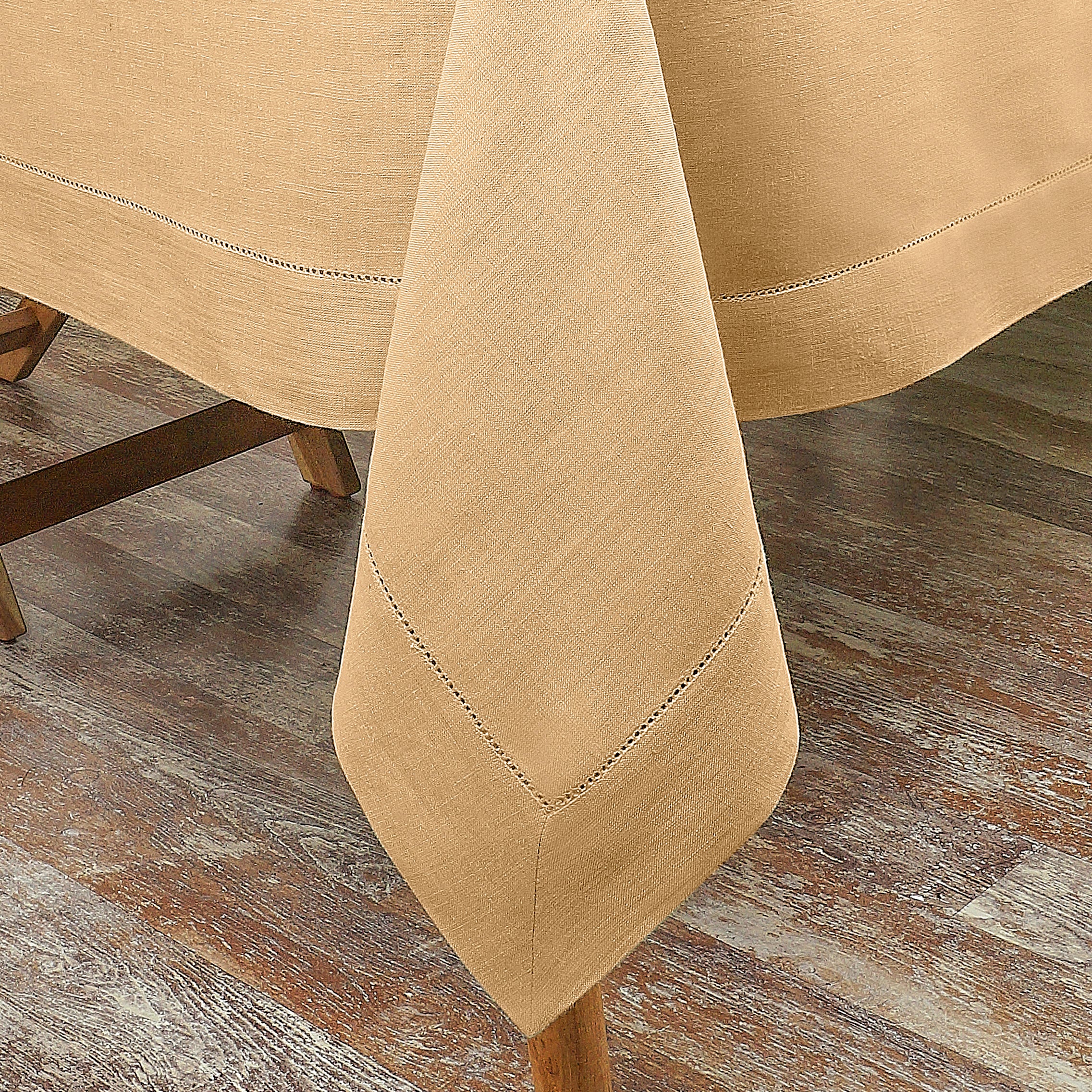 Beige Linen Tablecloth, Hemstitch