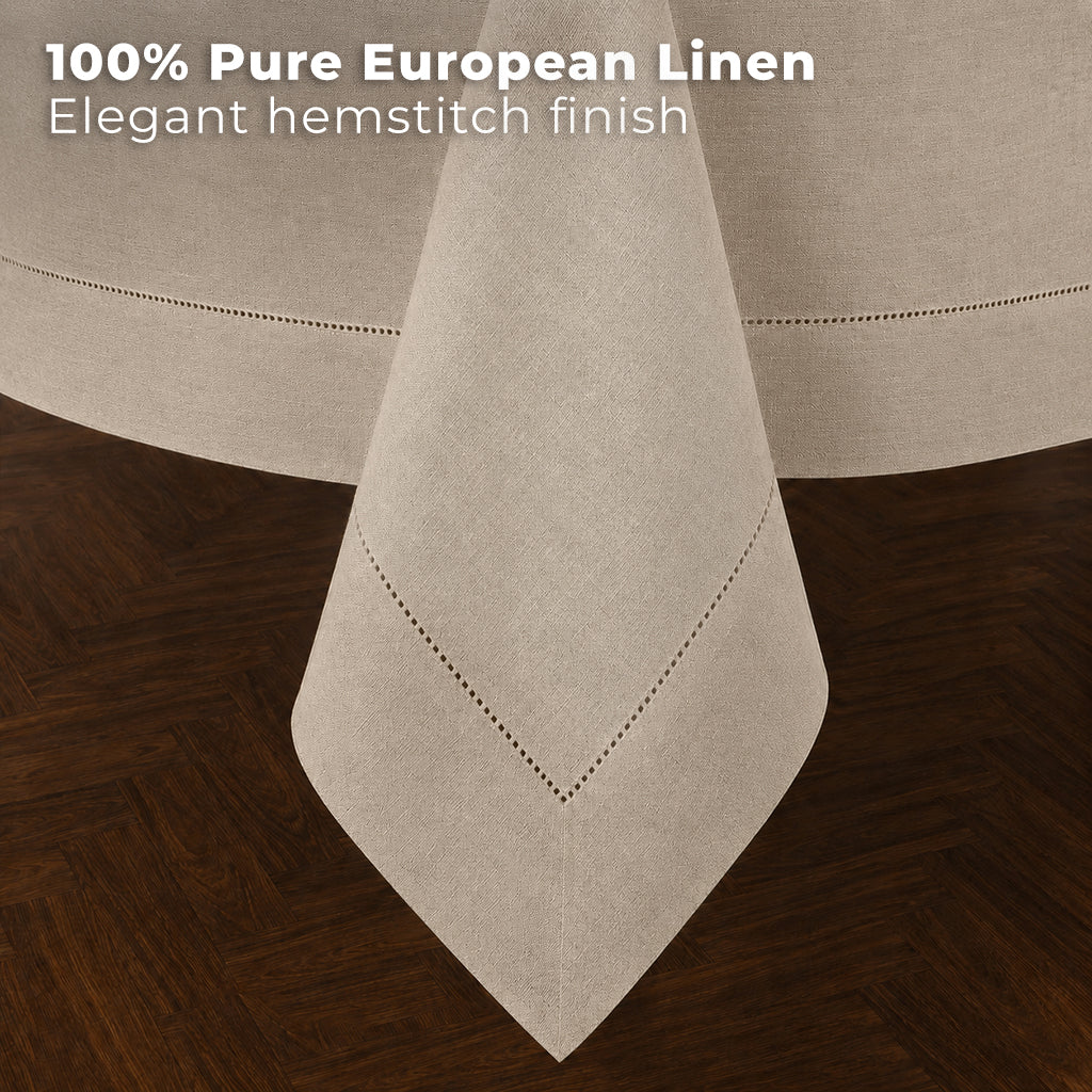 Signature Linen™ Natural Tablecloth - Hemstitch