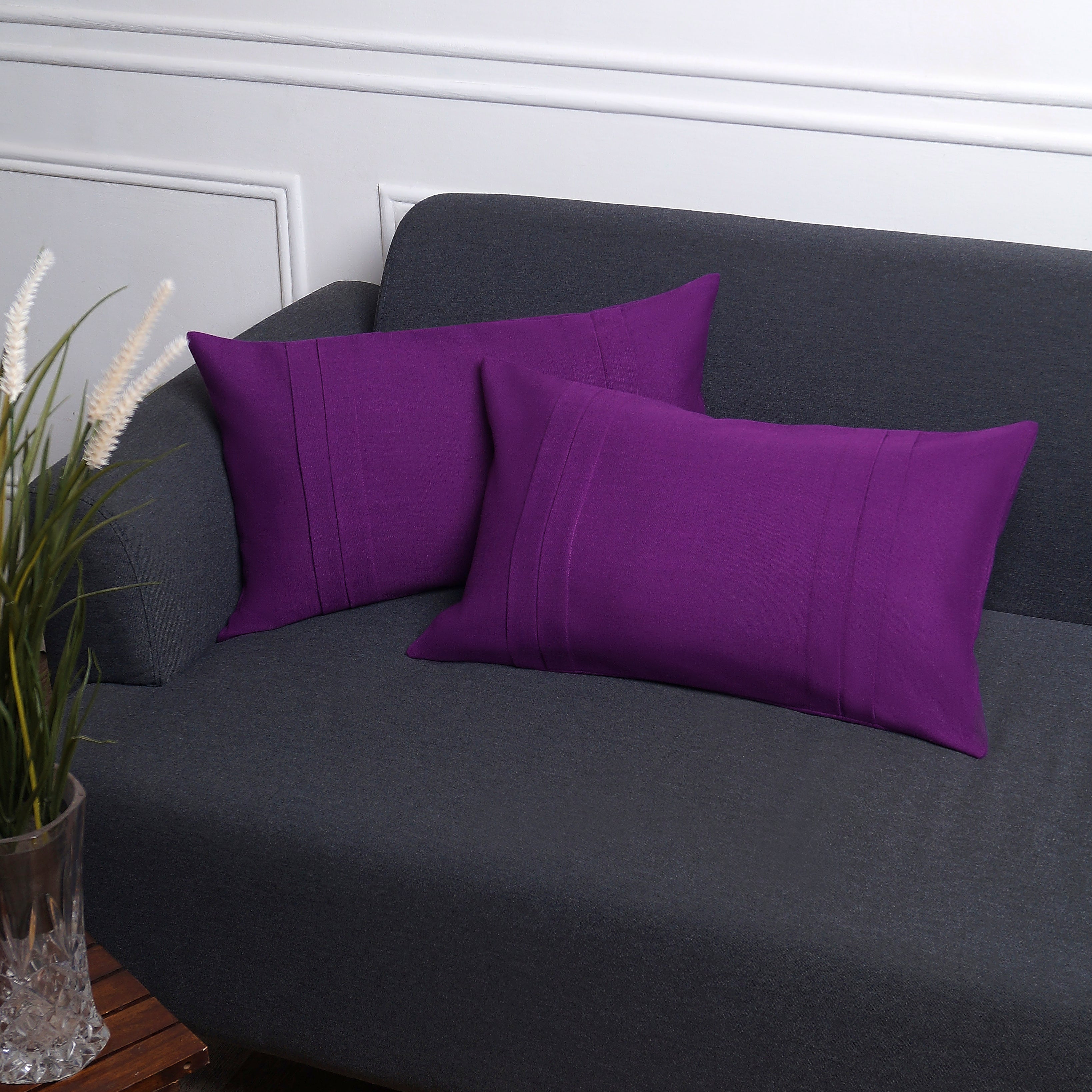 Linear Bliss Pillow Cover Rectangle - Purple