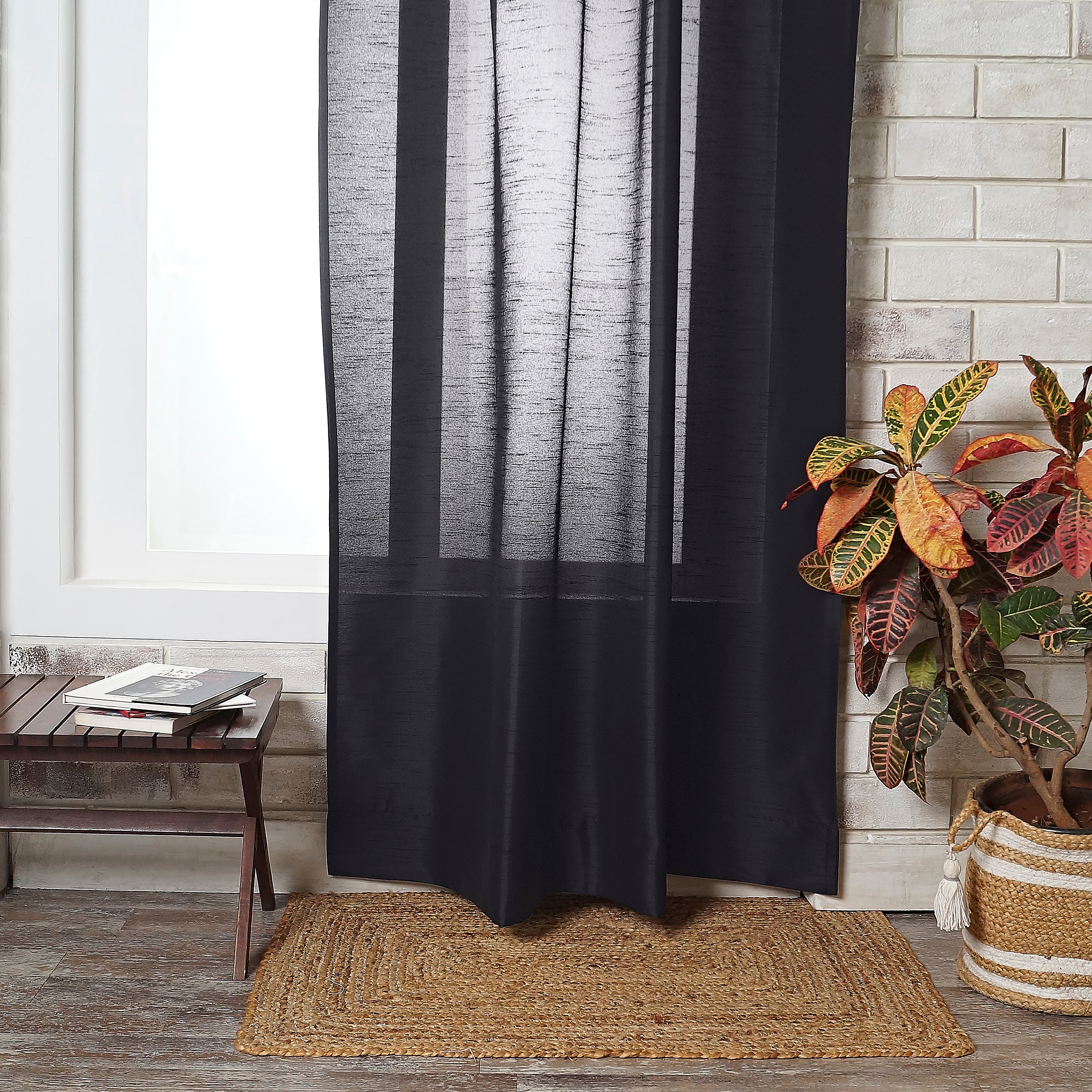 Black Vegan Silk Curtain