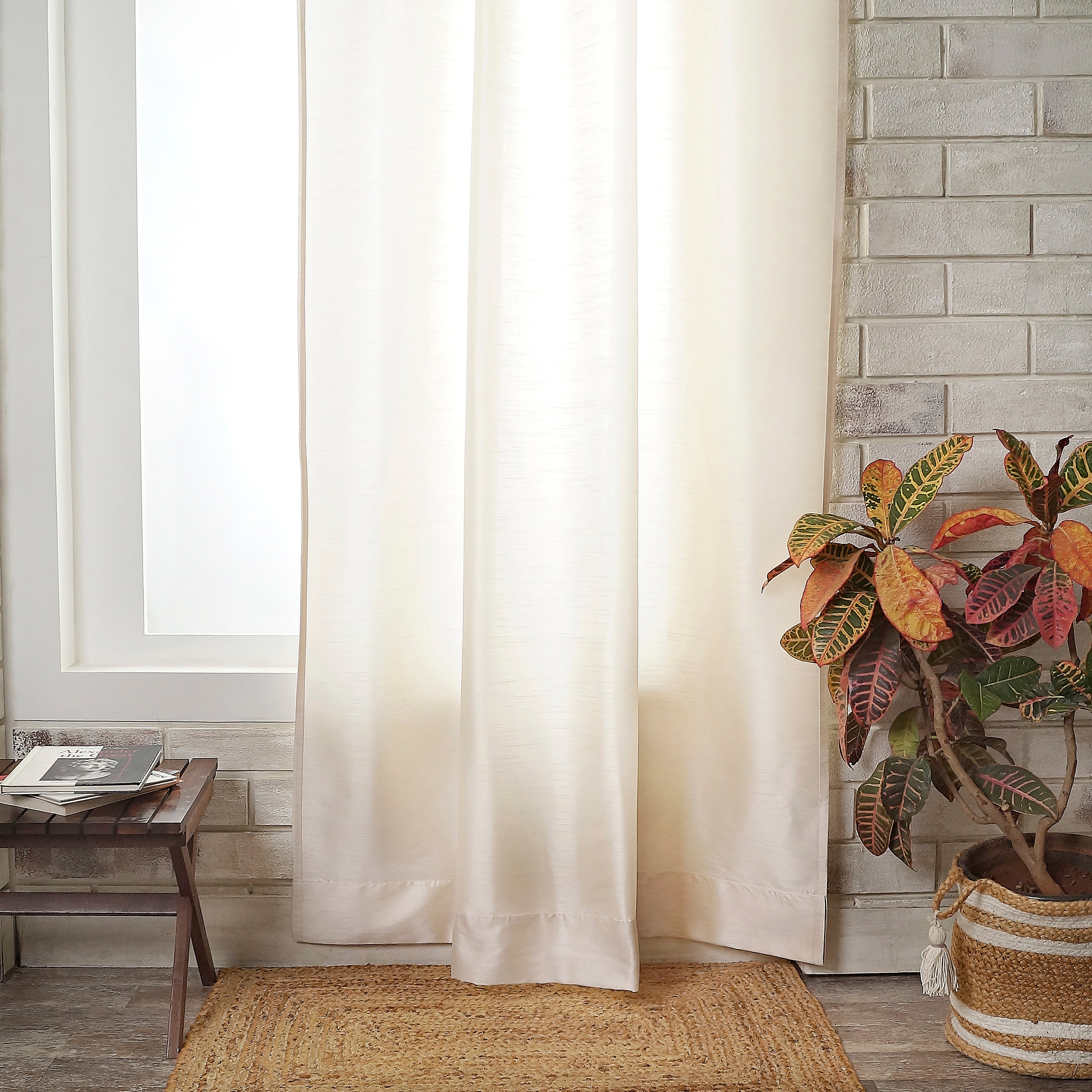 Ivory Beige Vegan Silk Curtain