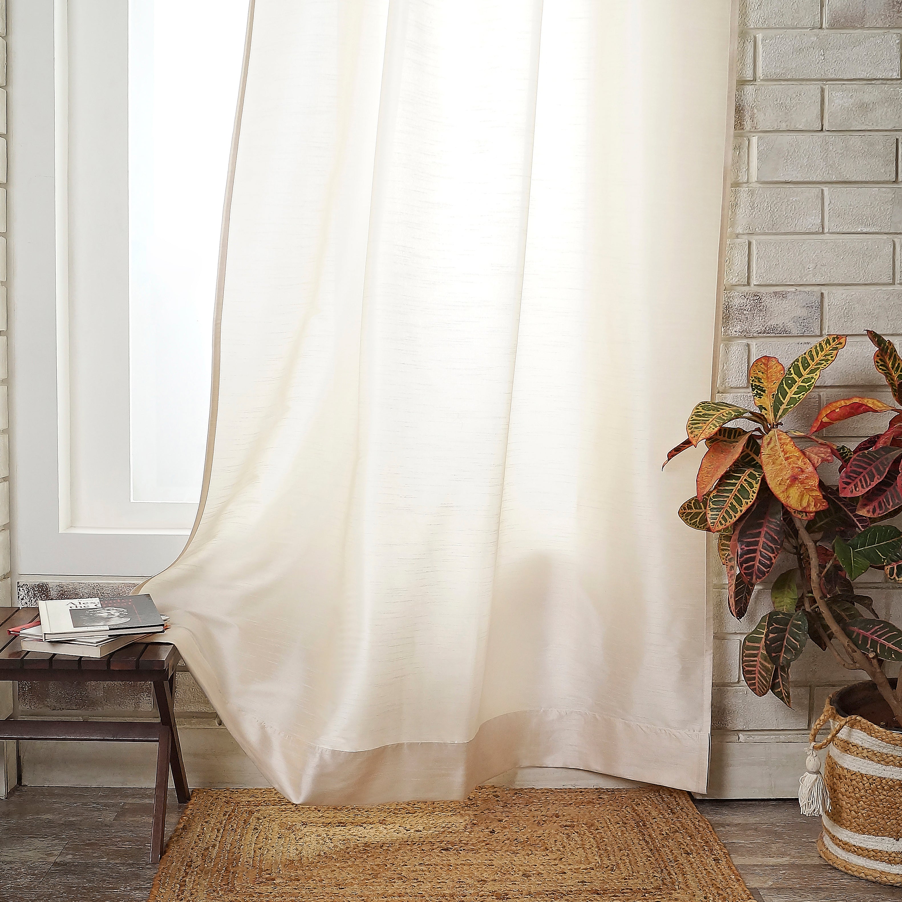 Ivory Beige Vegan Silk Curtain