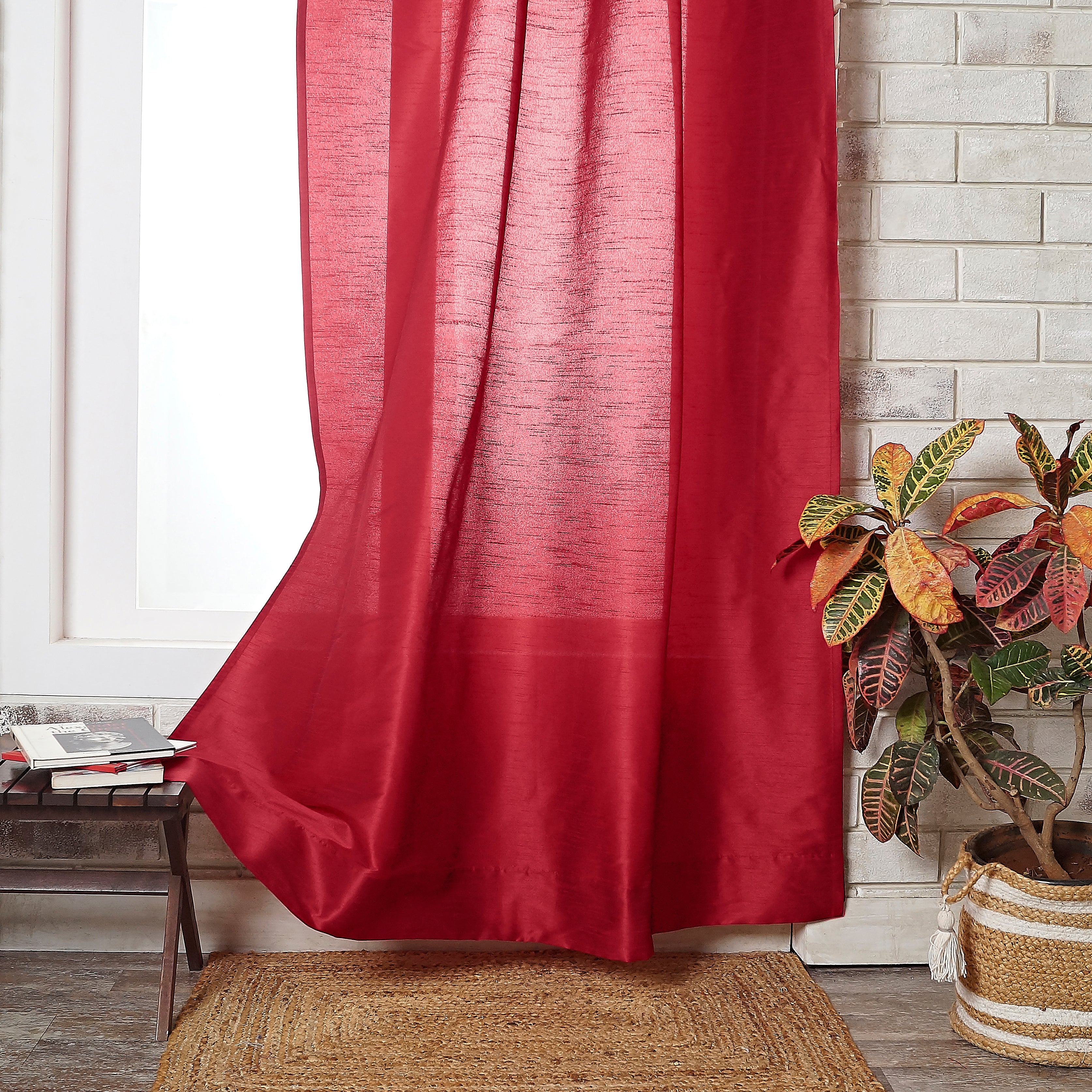 Red Vegan Silk Curtain