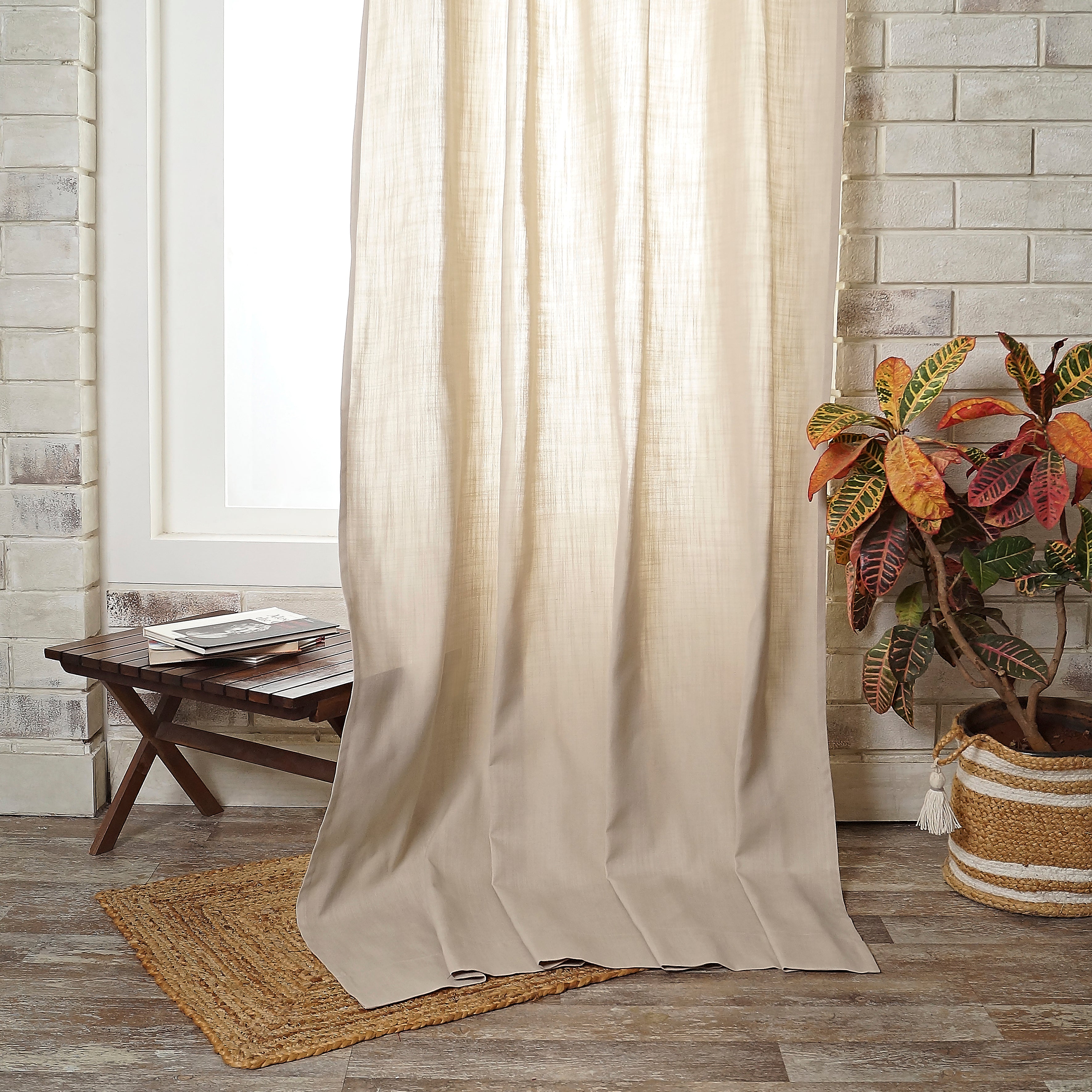 Natural Faux Linen Curtain