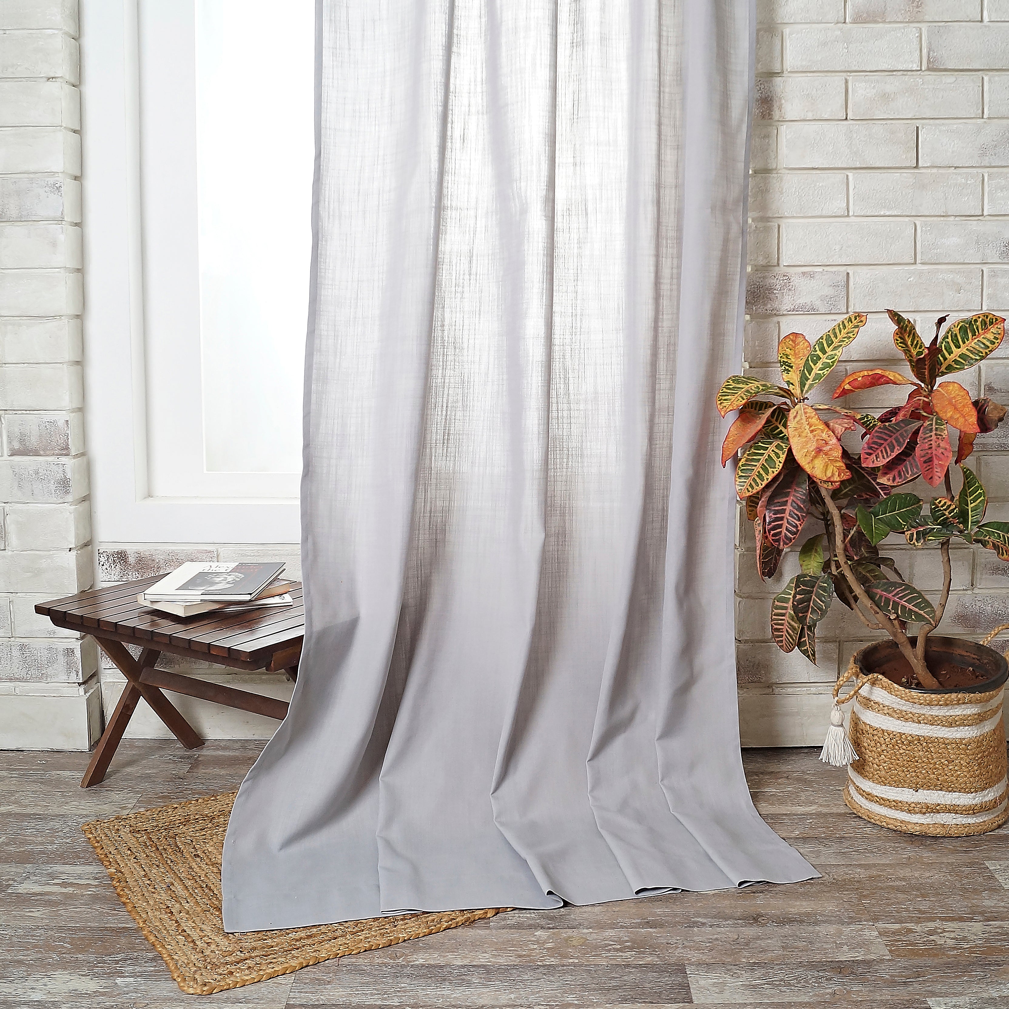 Light Grey Faux Linen Curtain