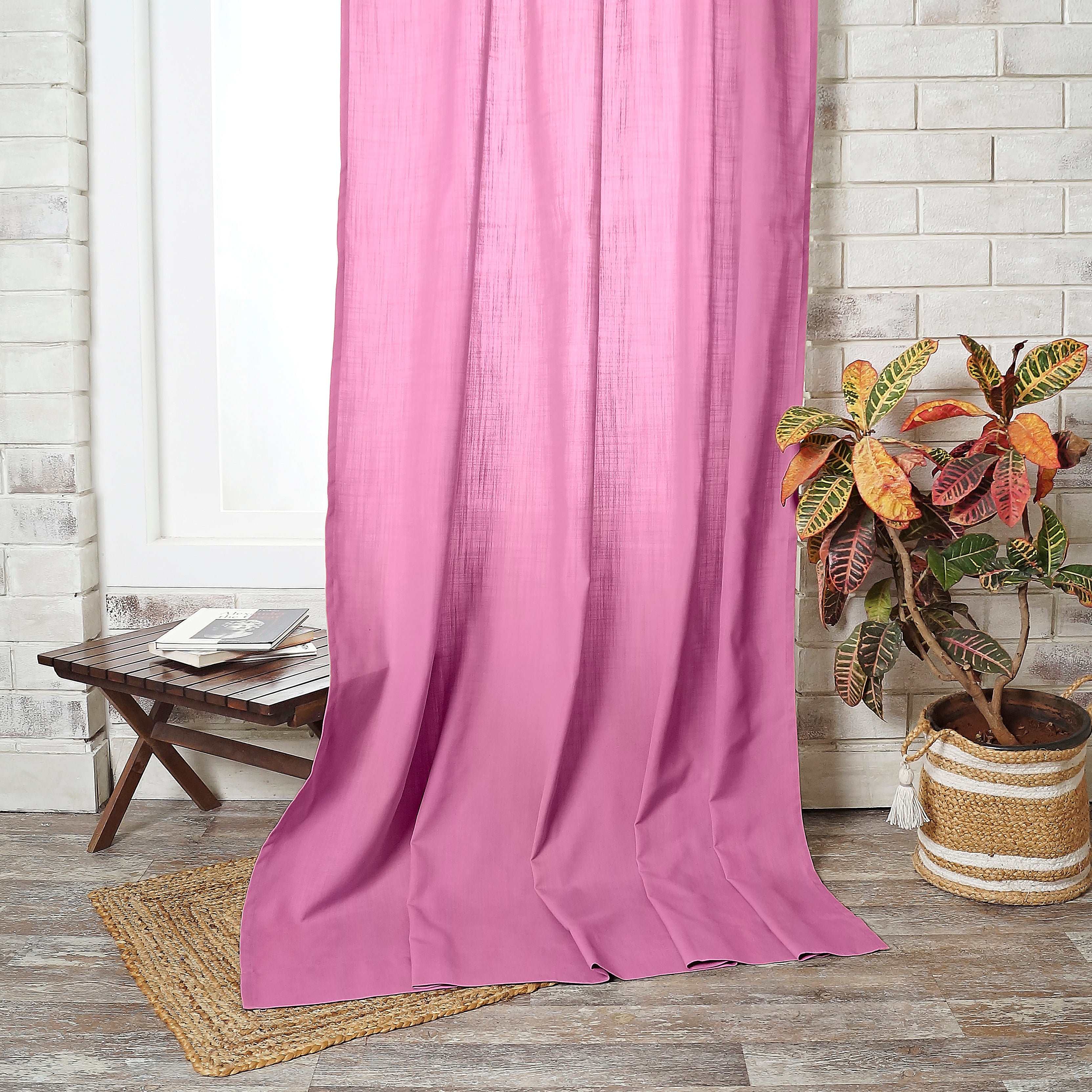 Bubblegum Pink Faux Linen Curtain