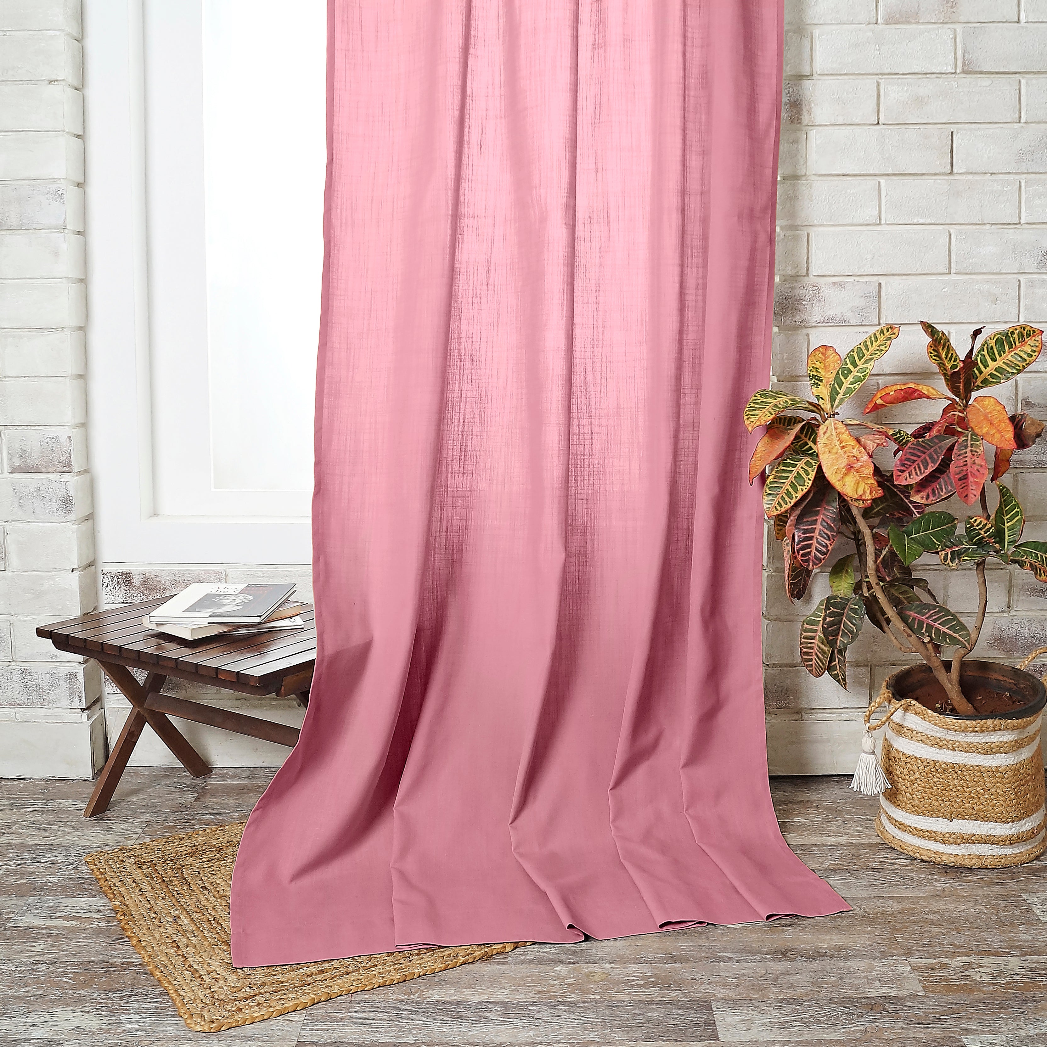 Dusty Pink Faux Linen Curtain