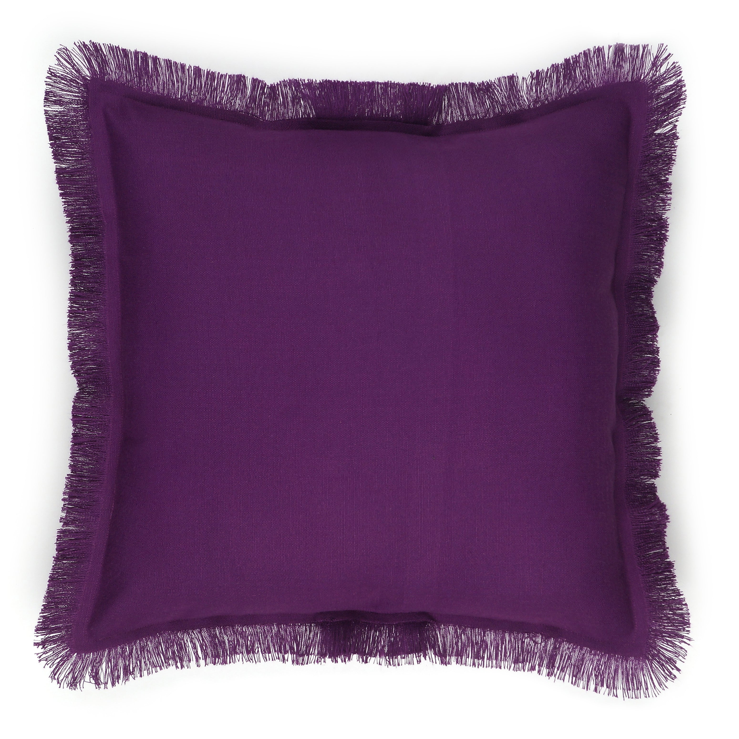 Bohemian Fringe Pillow Cover - Purple