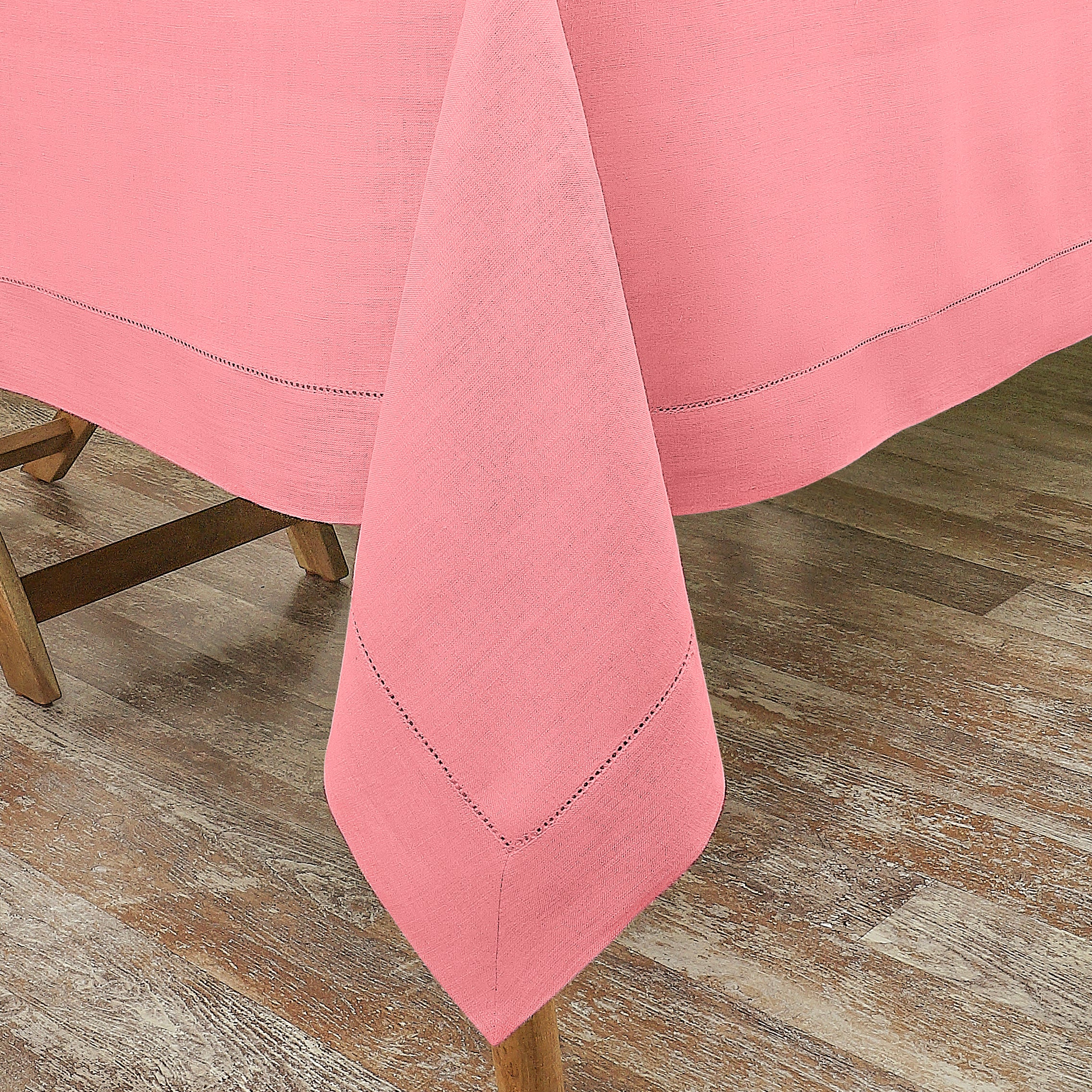 Dusty Pink Linen Tablecloth, Hemstitch