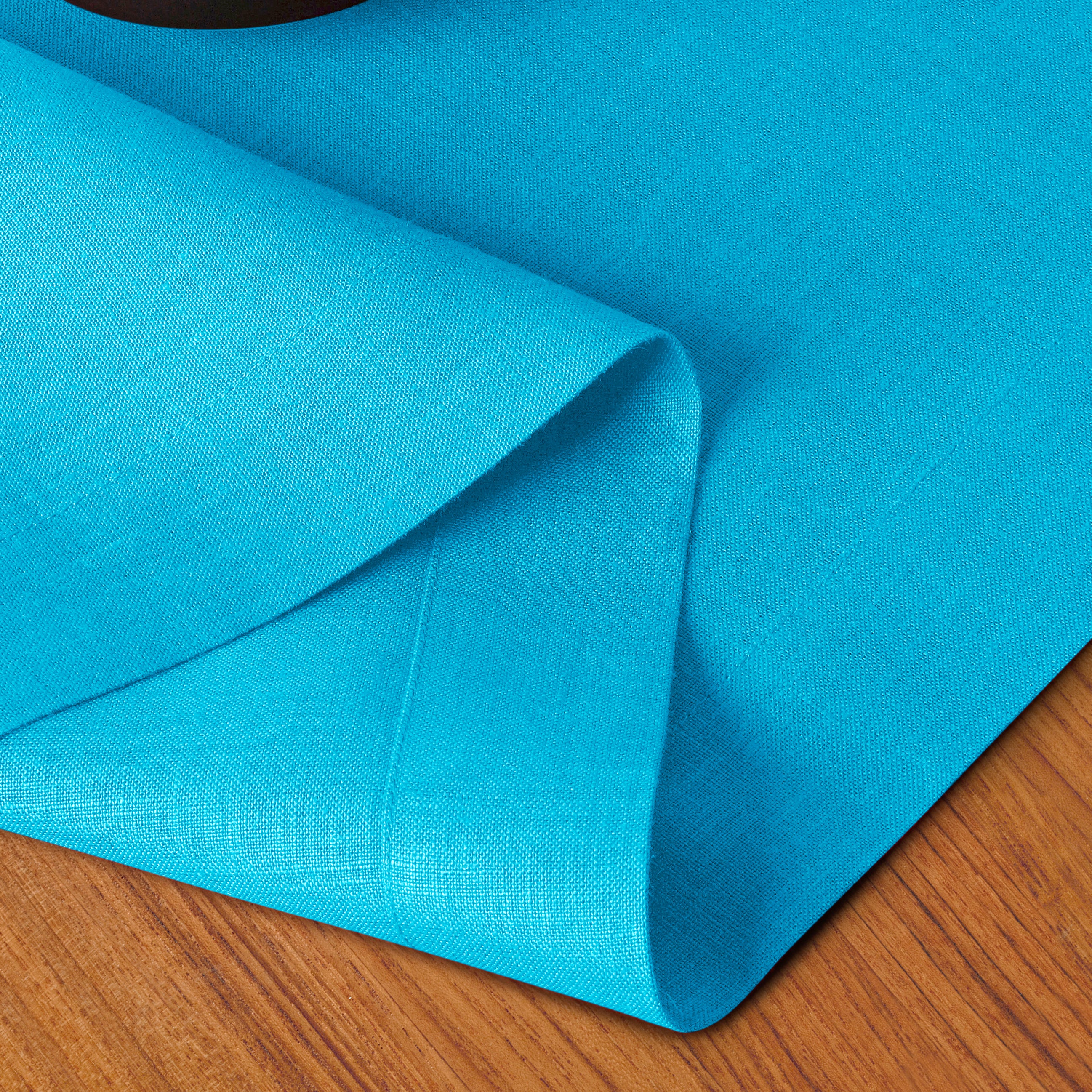 100% Pure Linen Fabric Cyan Blue