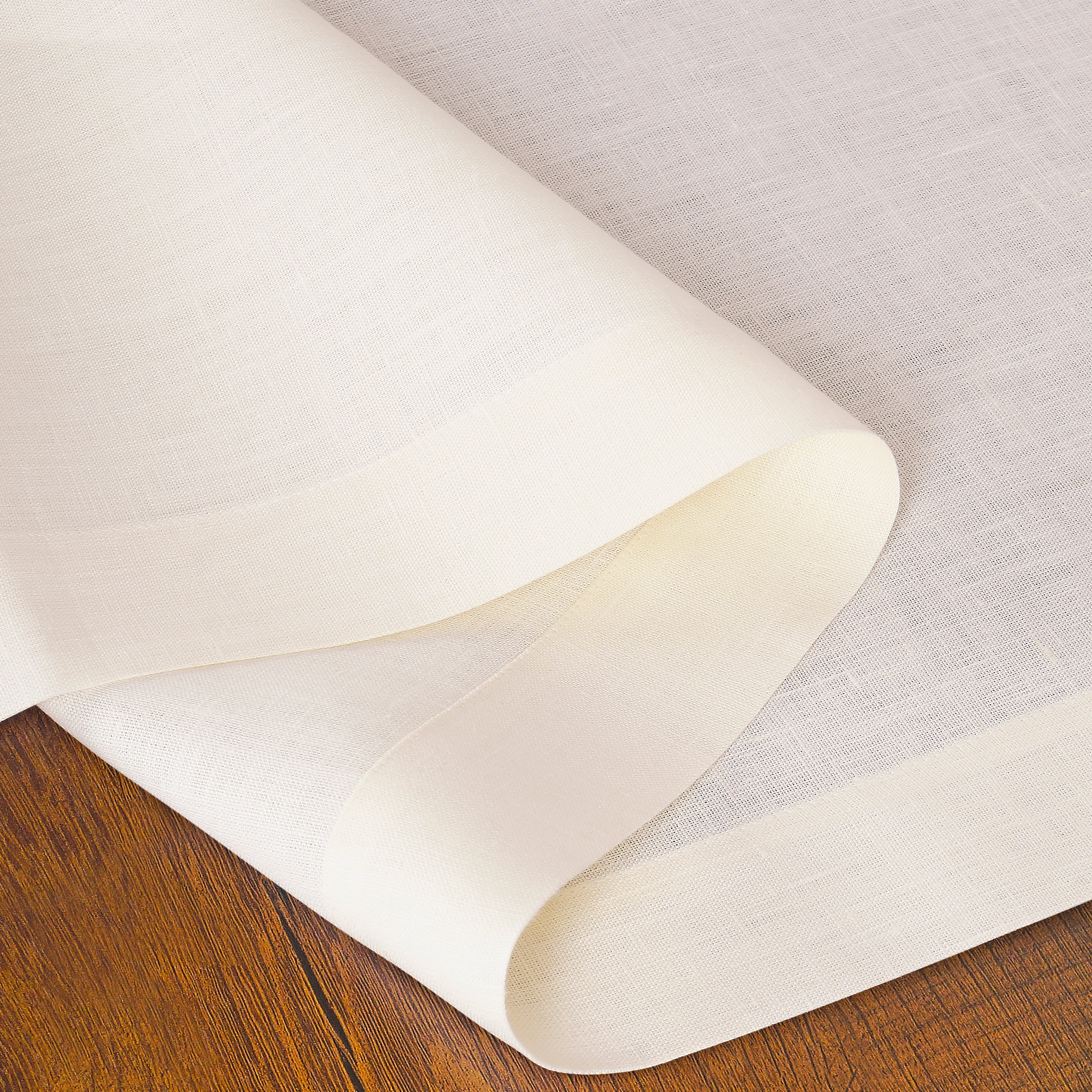 100% Pure Linen Fabric Ivory