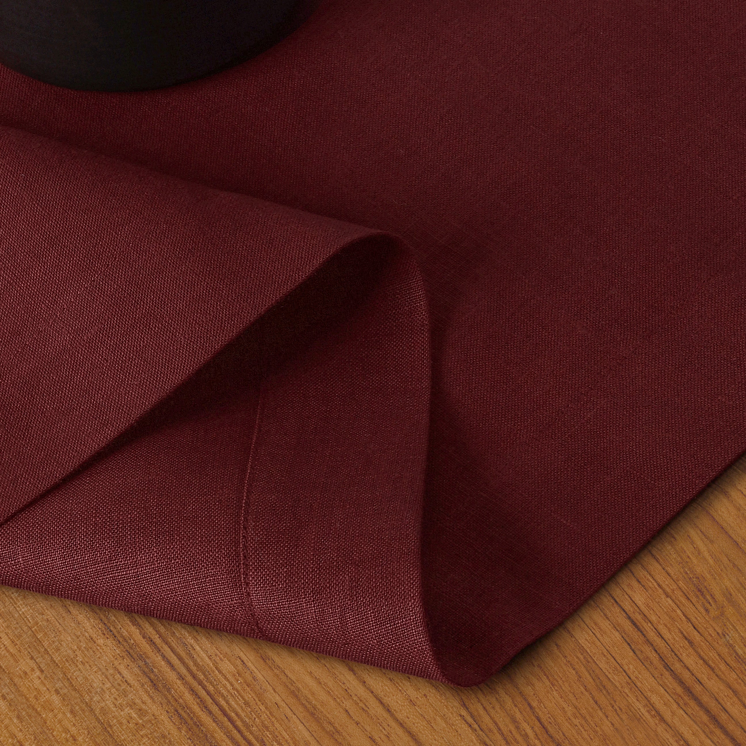 Dark Red Linen Table Runner, Hemmed
