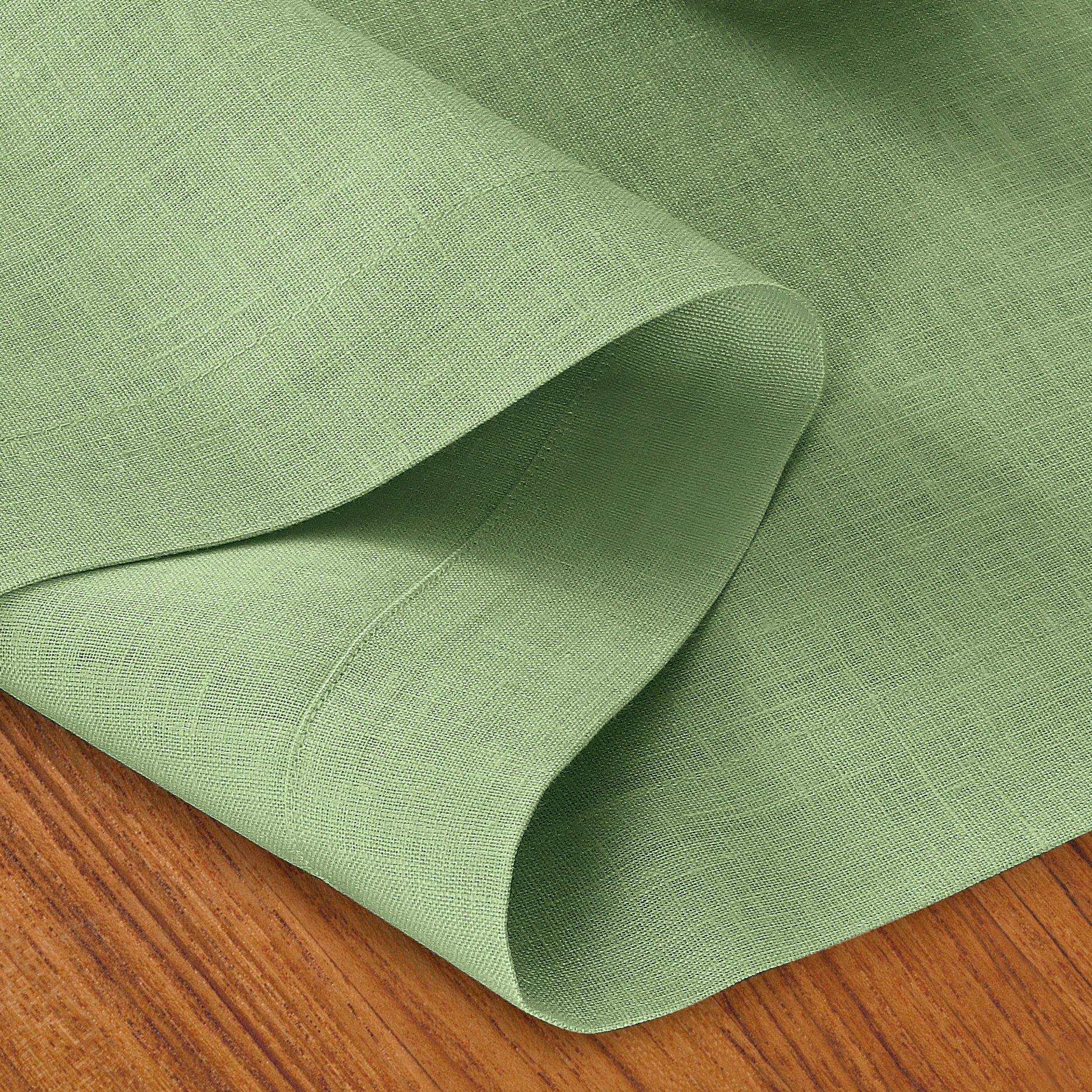 Sage Green Linen Table Runner, Hemmed