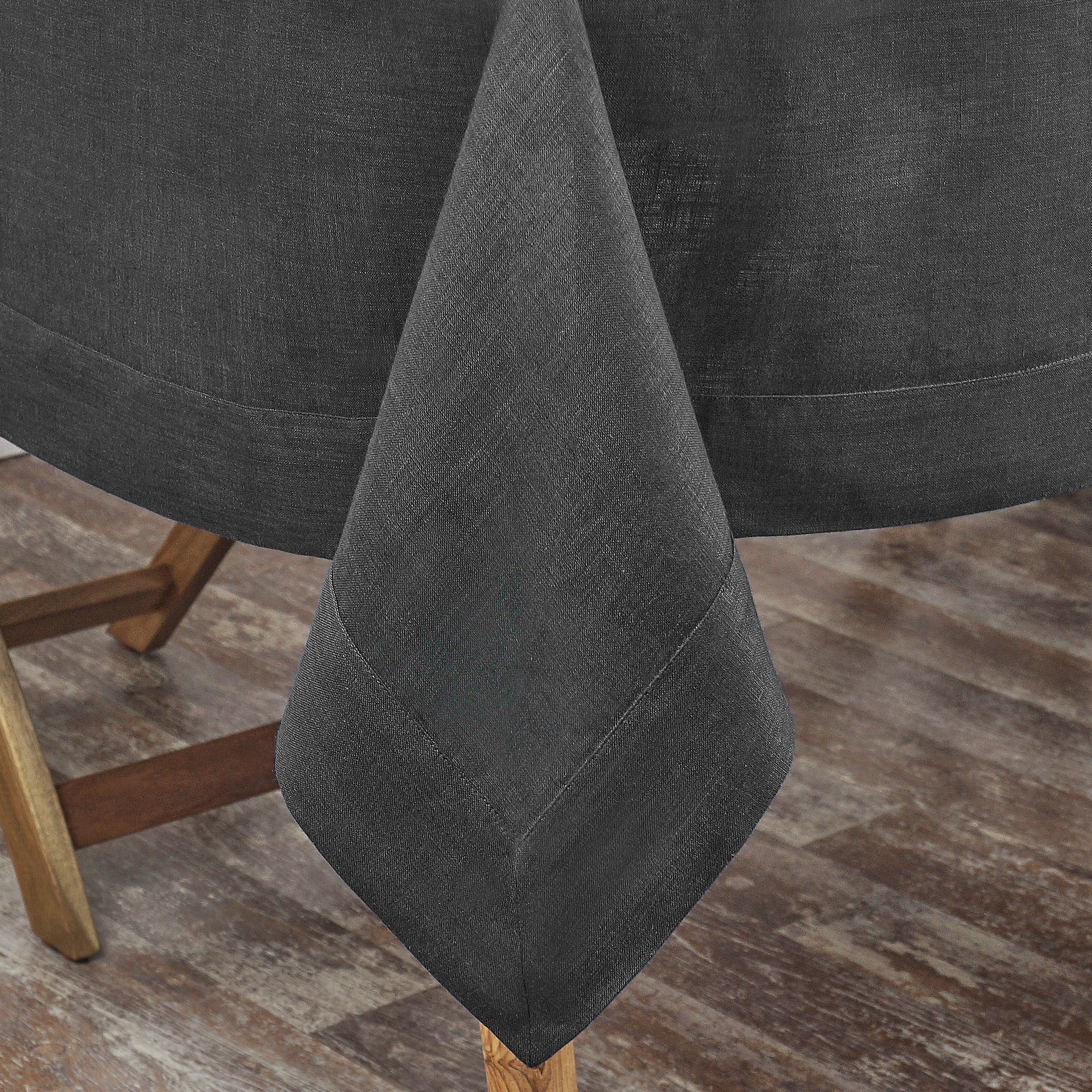 Charcoal  Grey Linen Tablecloth, Hemmed