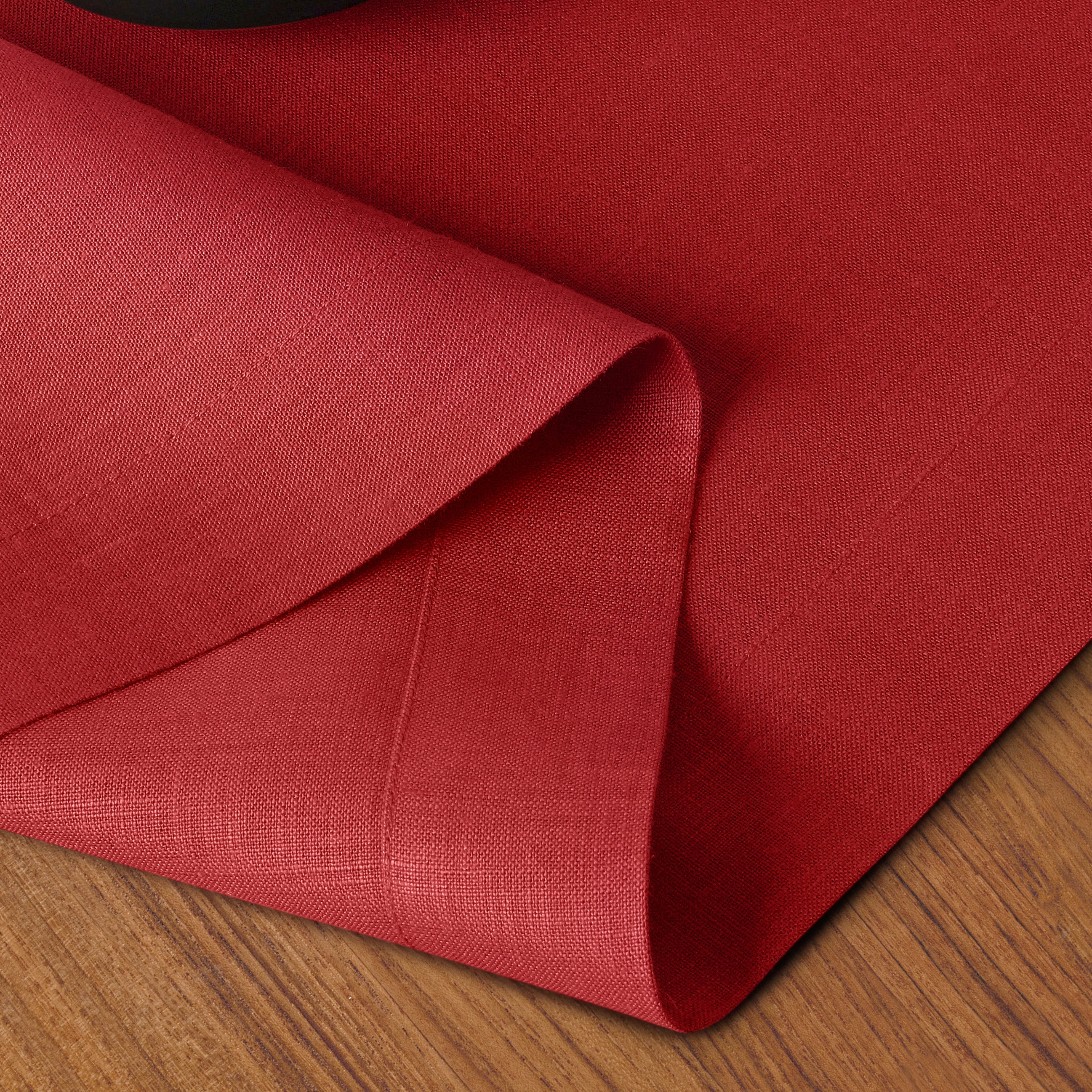 Bright Red Linen Table Runner, Hemmed