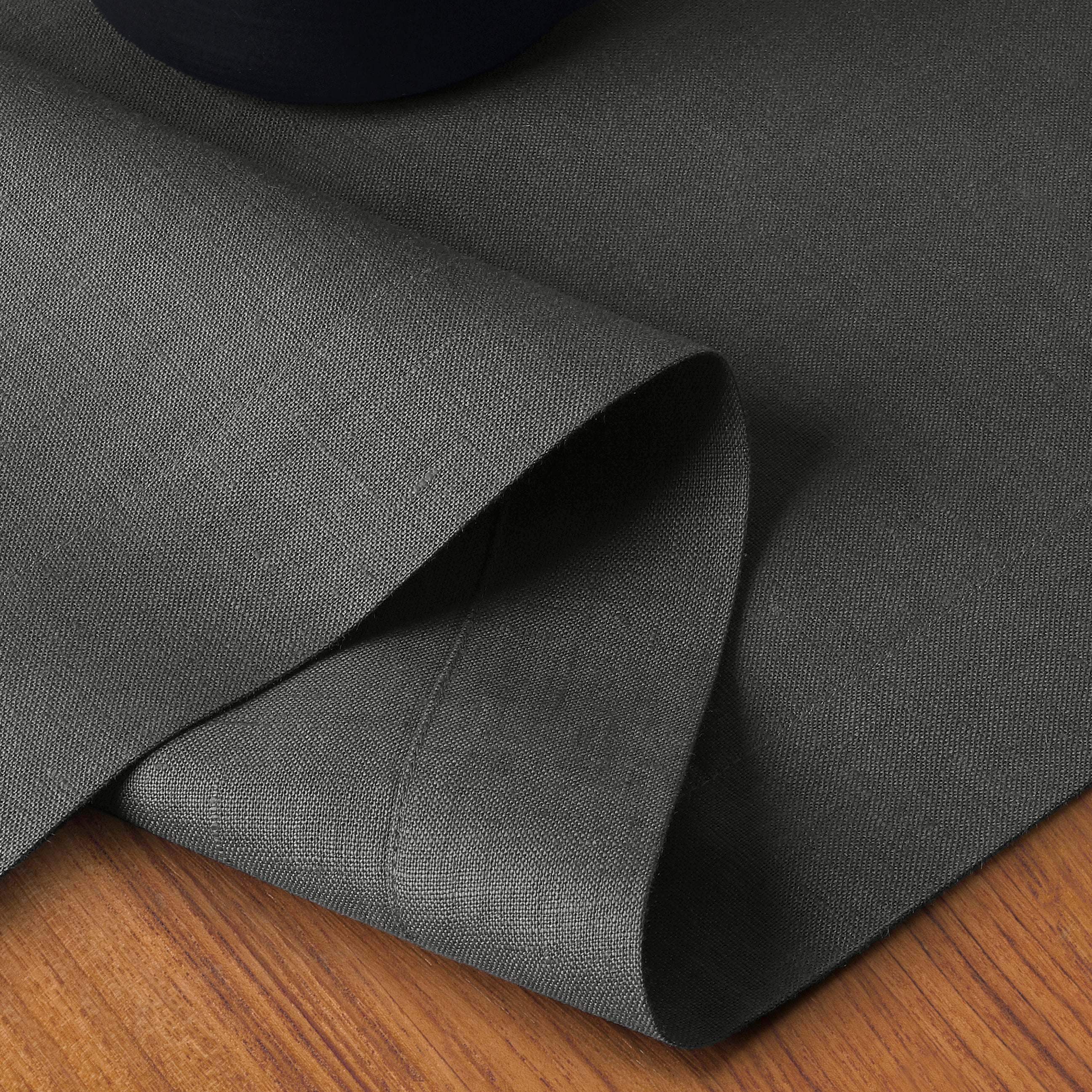Charcoal Grey Linen Table Runner, Hemmed