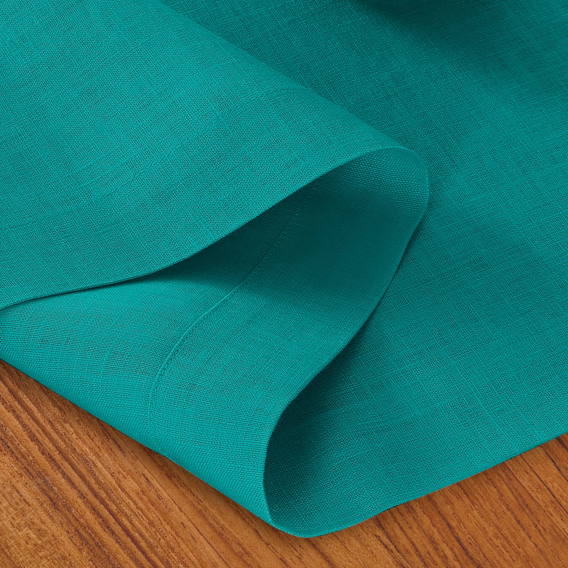 100% Pure Linen Fabric Teal Blue