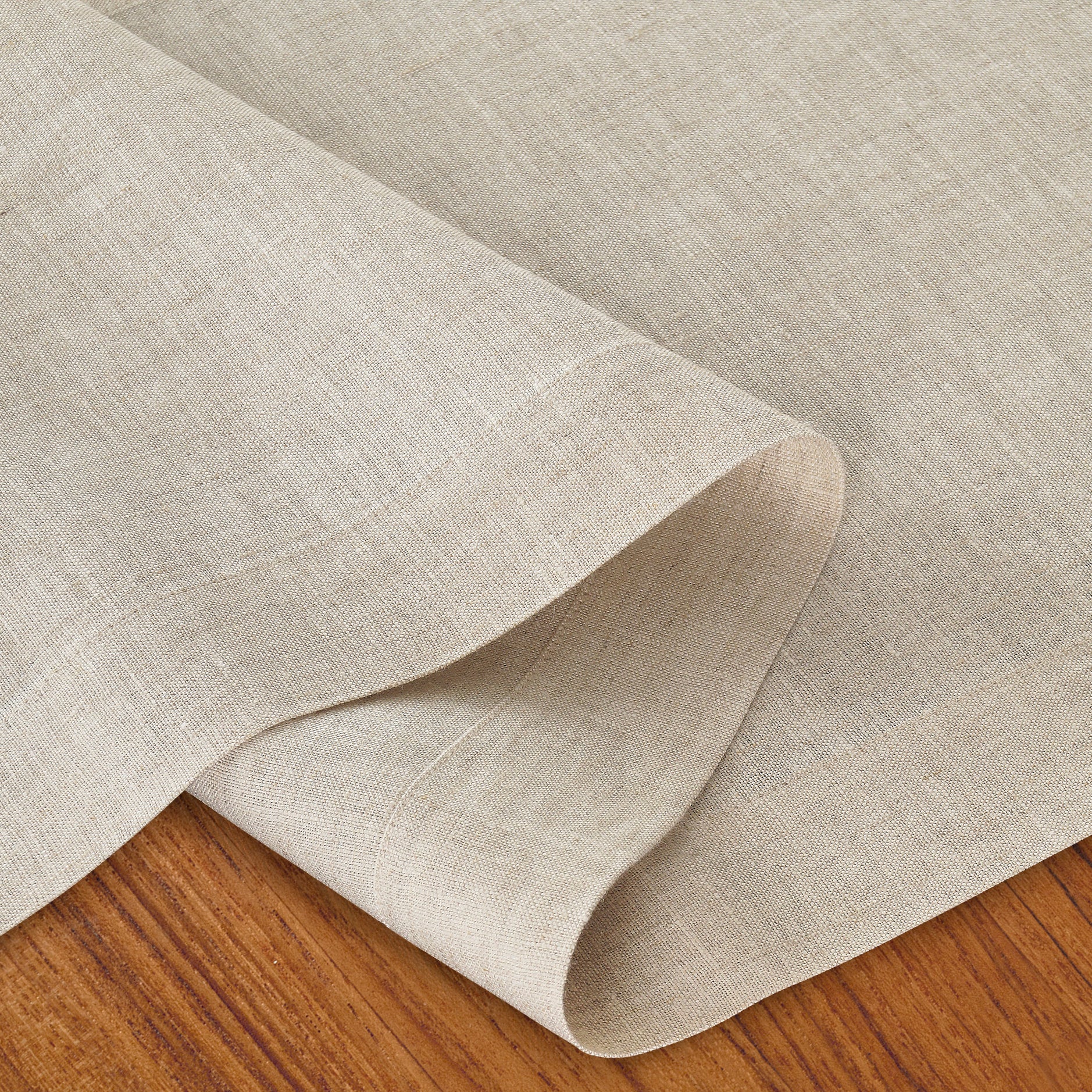 Light Natural Linen Table Runner, Hemmed
