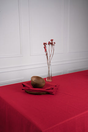 Red  Linen Tablecloth - Hemmed