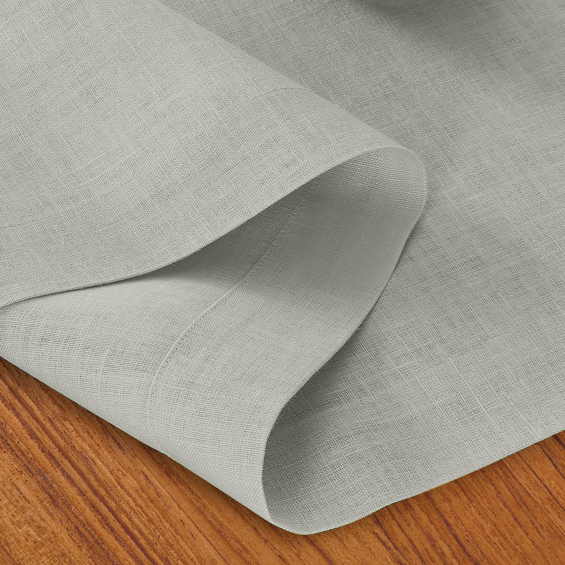 Silver Grey Linen Table Runner, Hemmed