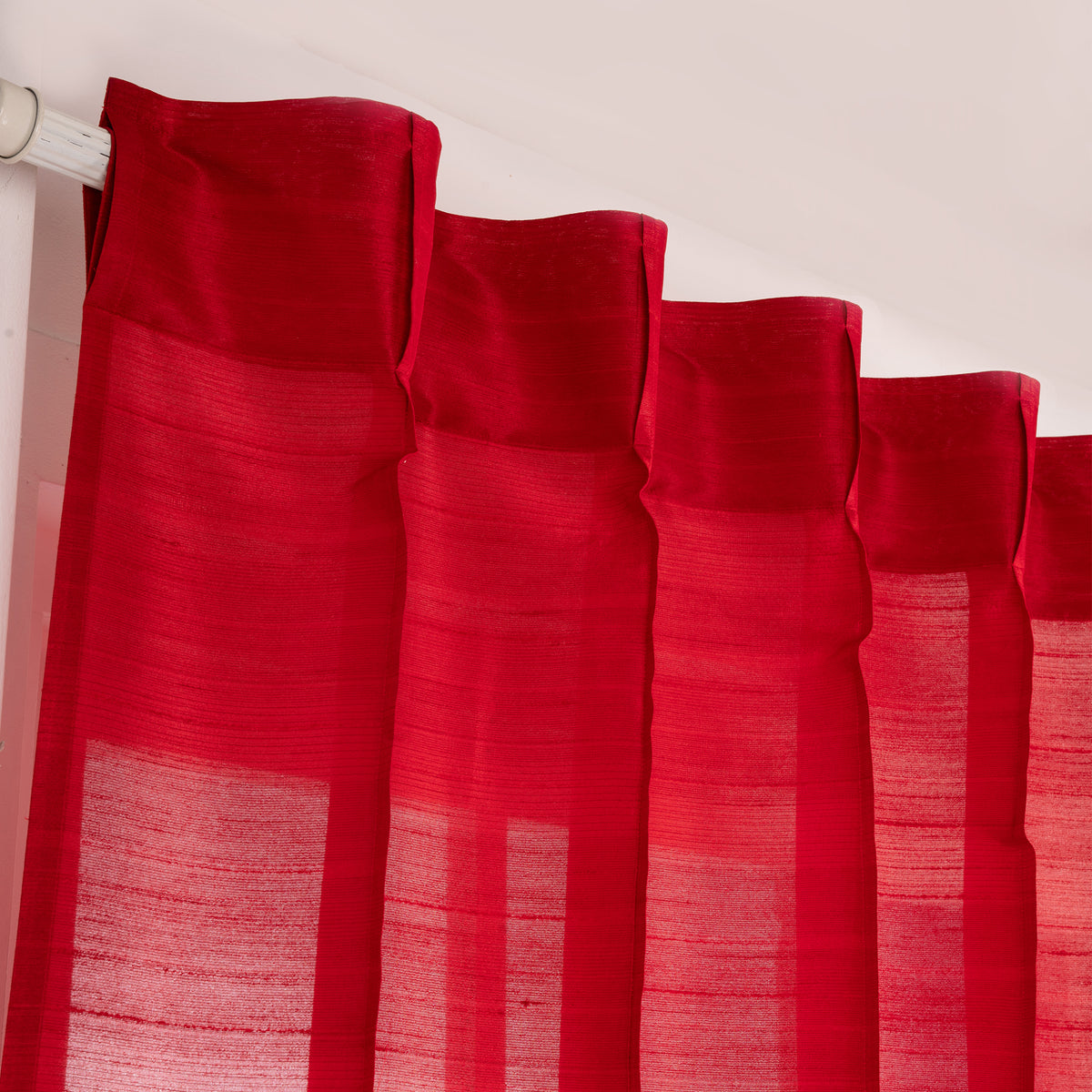 Red Vegan Silk Pinch Pleat Curtains | 1 Panel