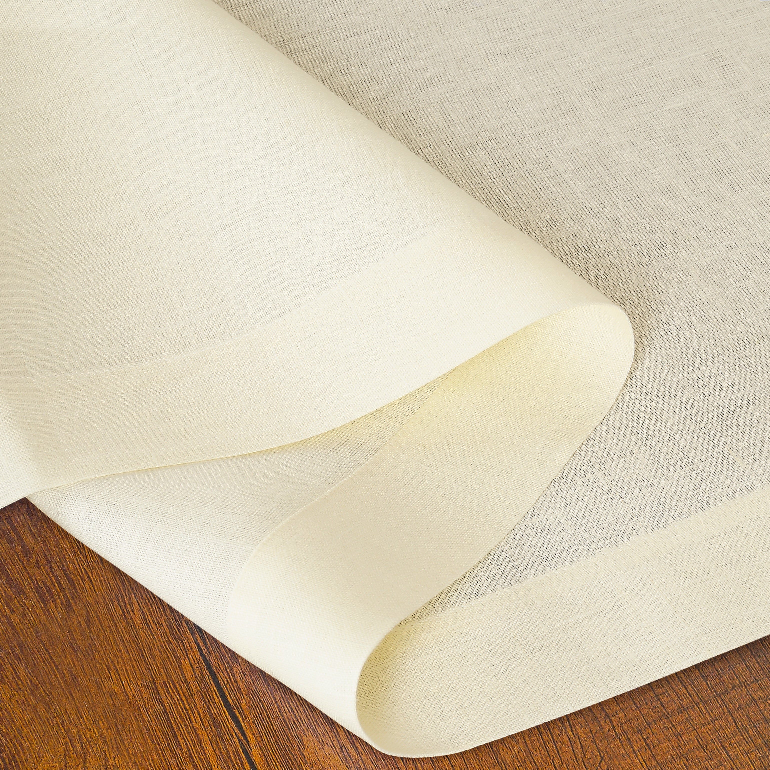 Cream Pure Linen Table Runner - Hemmed