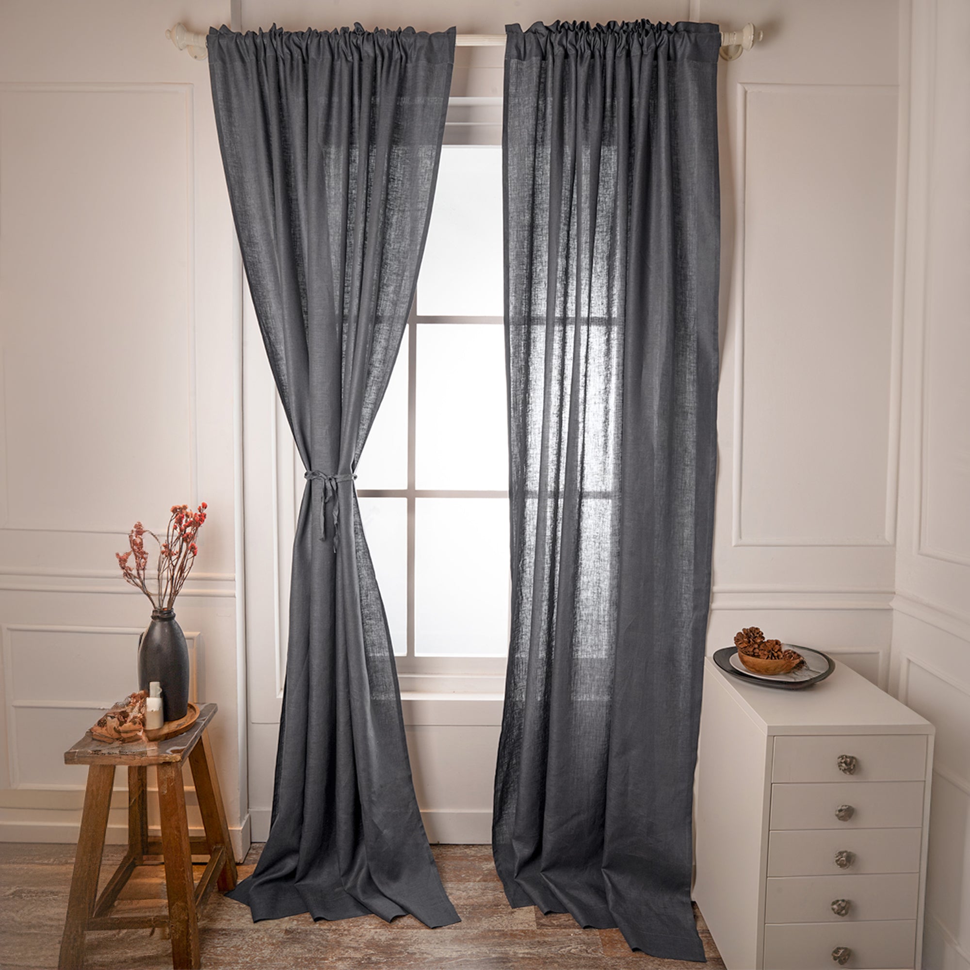 Charcoal Grey Linen Curtain