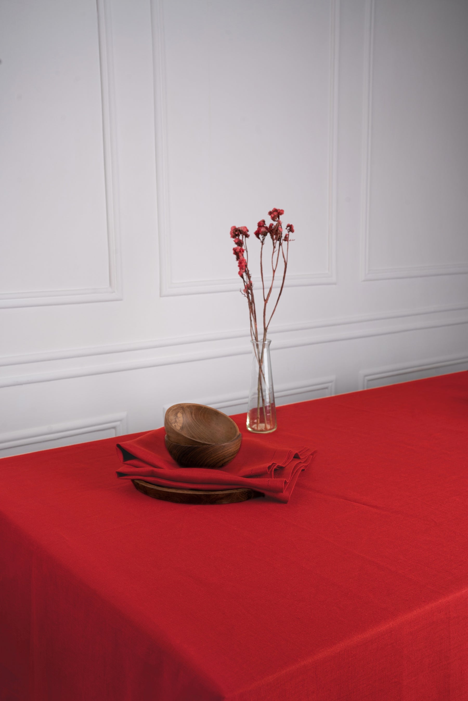Light Red Linen Tablecloth - Hemmed