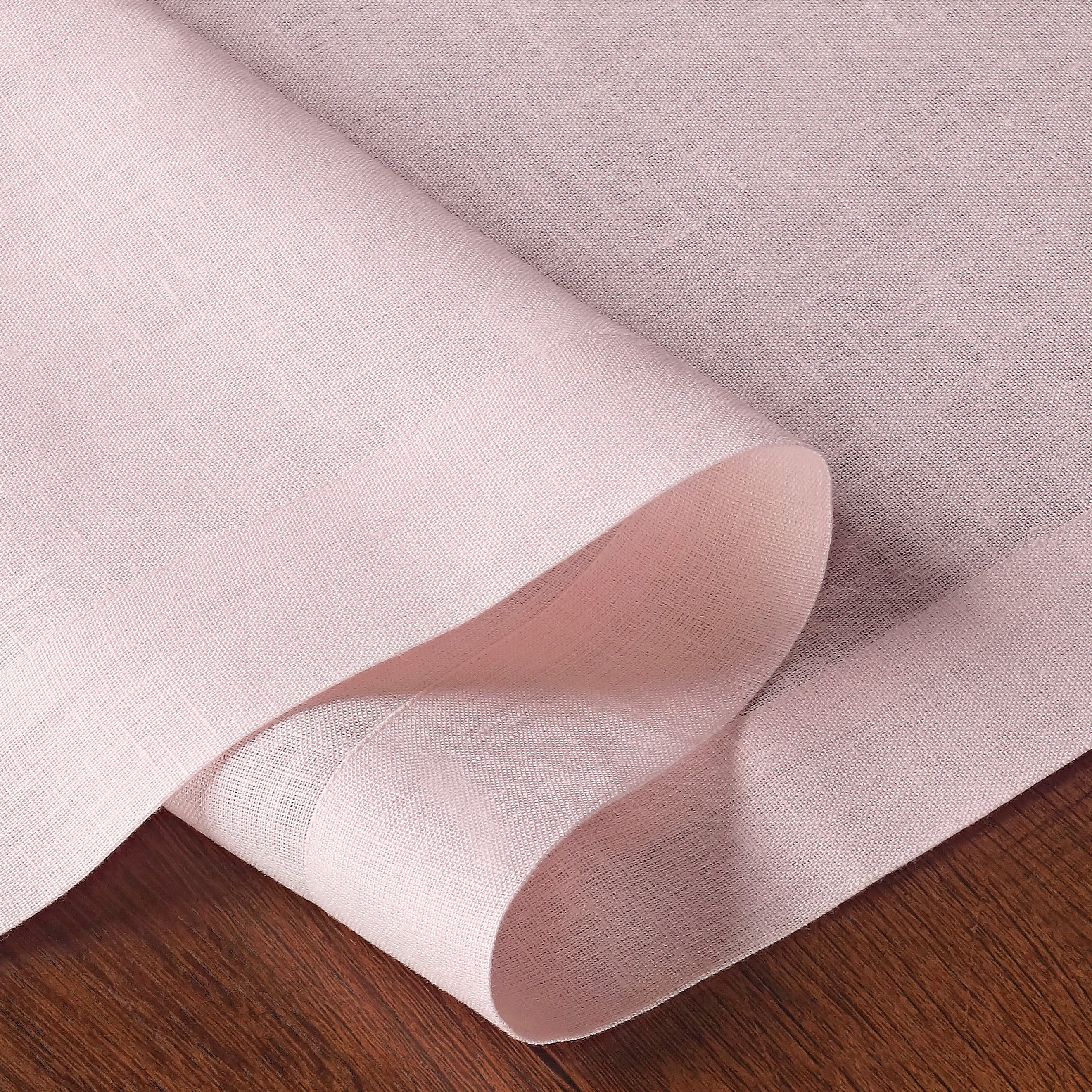 Pastel Pink Linen Table Runner, Hemmed