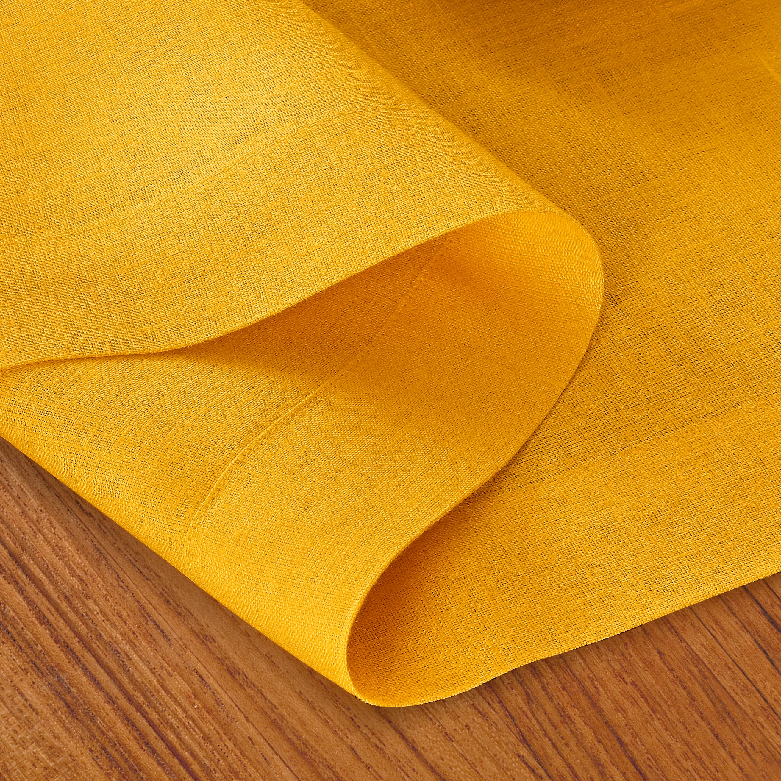 100% Pure Linen Fabric Sunflower Yellow