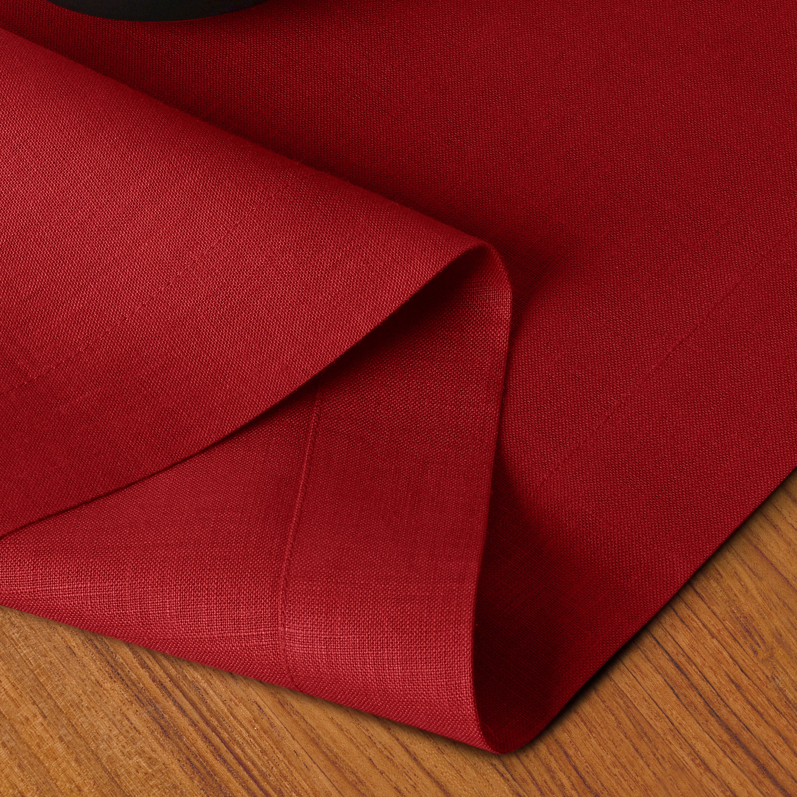 100% Pure Linen Fabric Red