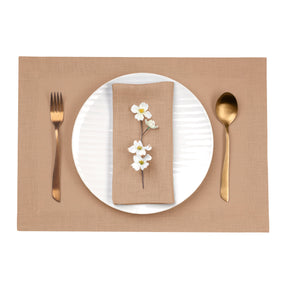 Champagne Beige Linen Placemats, Hemmed, 14 x 19 inch, 4 pcs