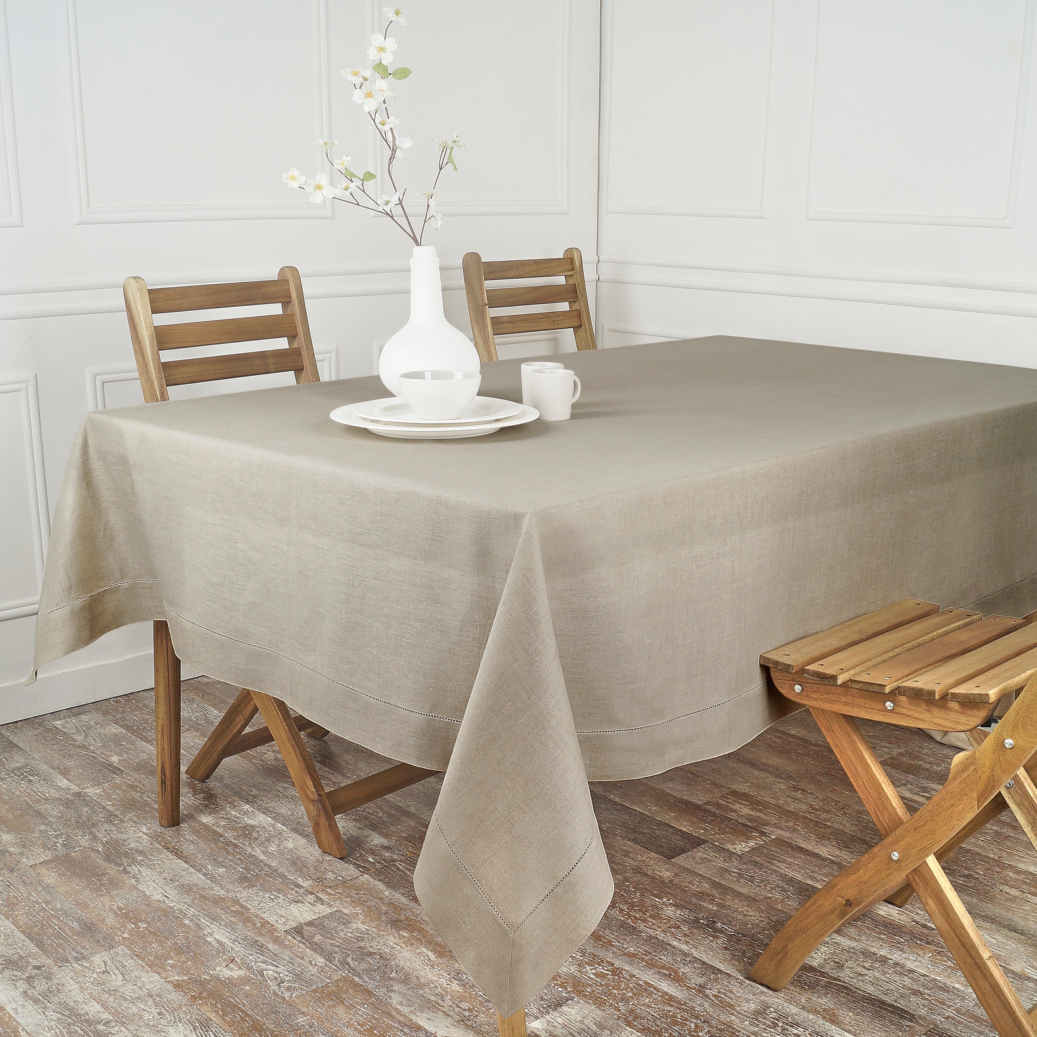 Natural Linen Tablecloth, Hemstitch