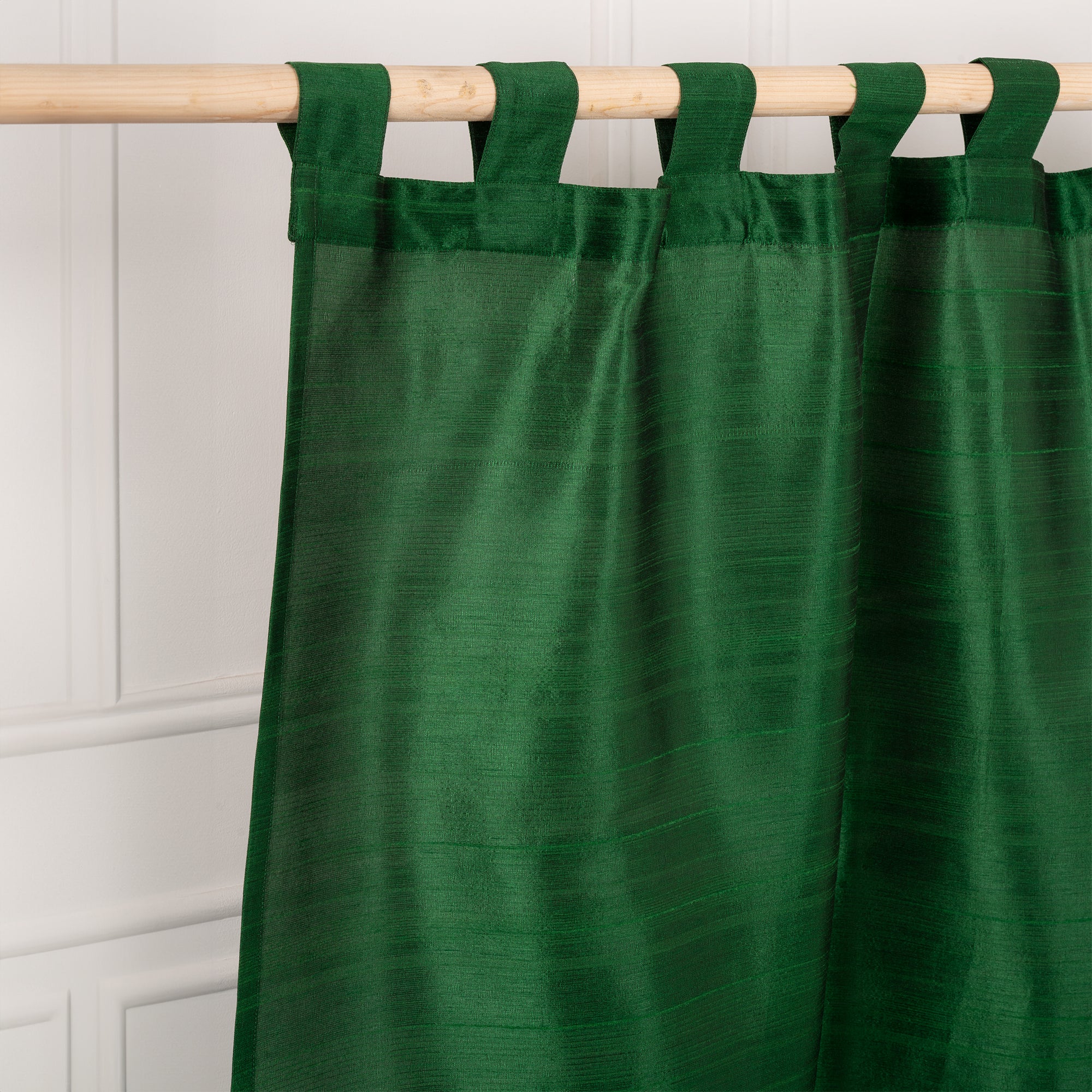 Emerald Green Vegan Silk Tab Top Curtain