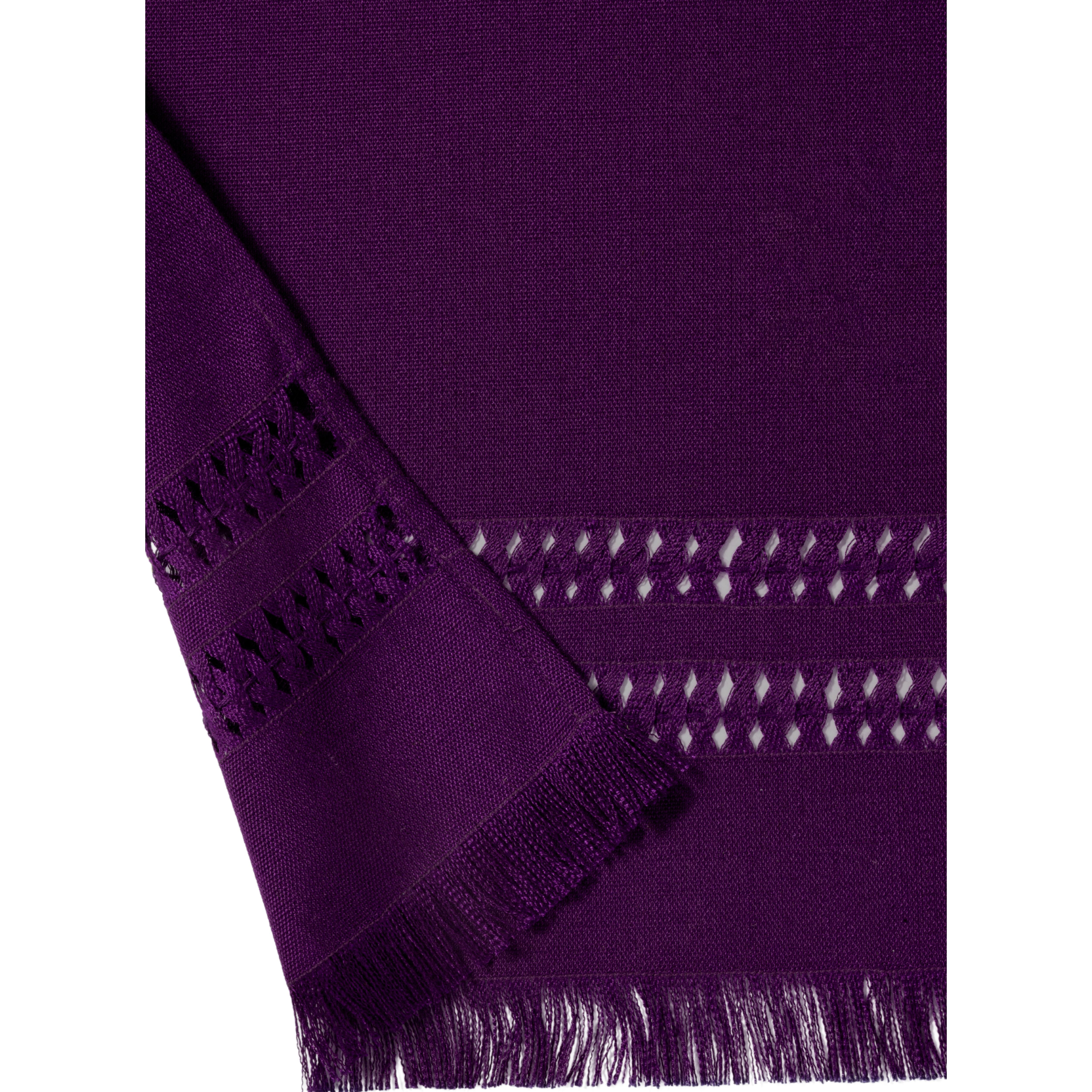 Purple Table Runner, Faux Linen, Hand Hemstitch